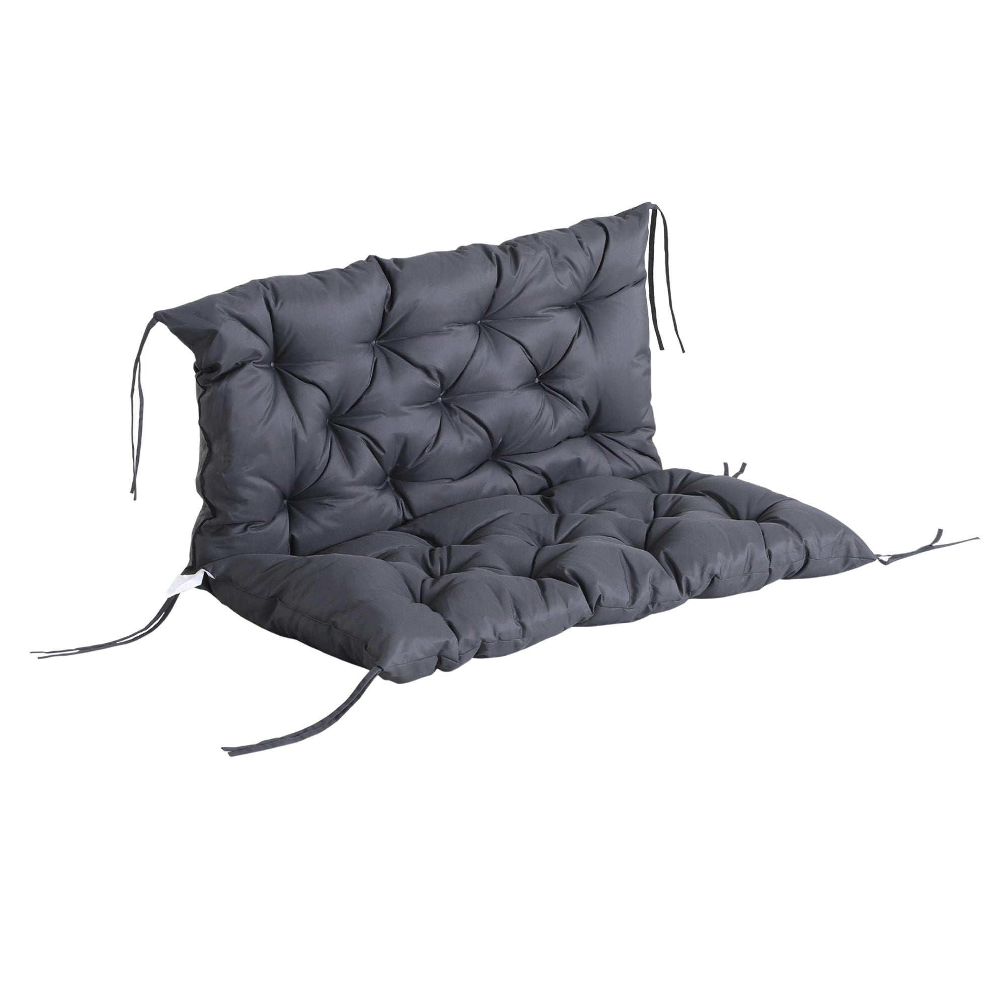 Coussin pour banc à 2 places Outsunny 100 x 98 x 8 cm avec sangles, coussin de dos pour intérieur/extérieur, rembourrage pour banc de jardin, mobilier de jardin, balançoires gris foncé