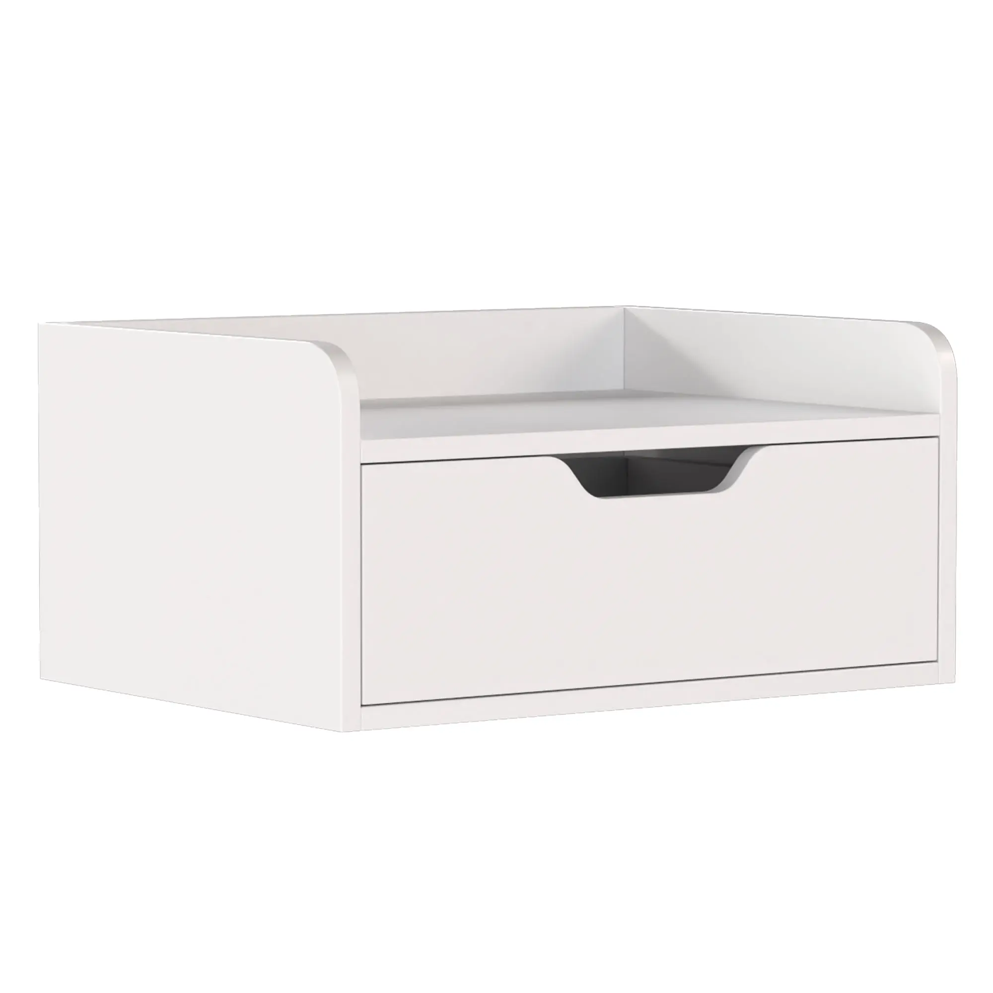 Set of 2 Wall-Mounted Floating Nightstands with Sliding Drawer, White, 15.7 x 11.8 x 7.7 in