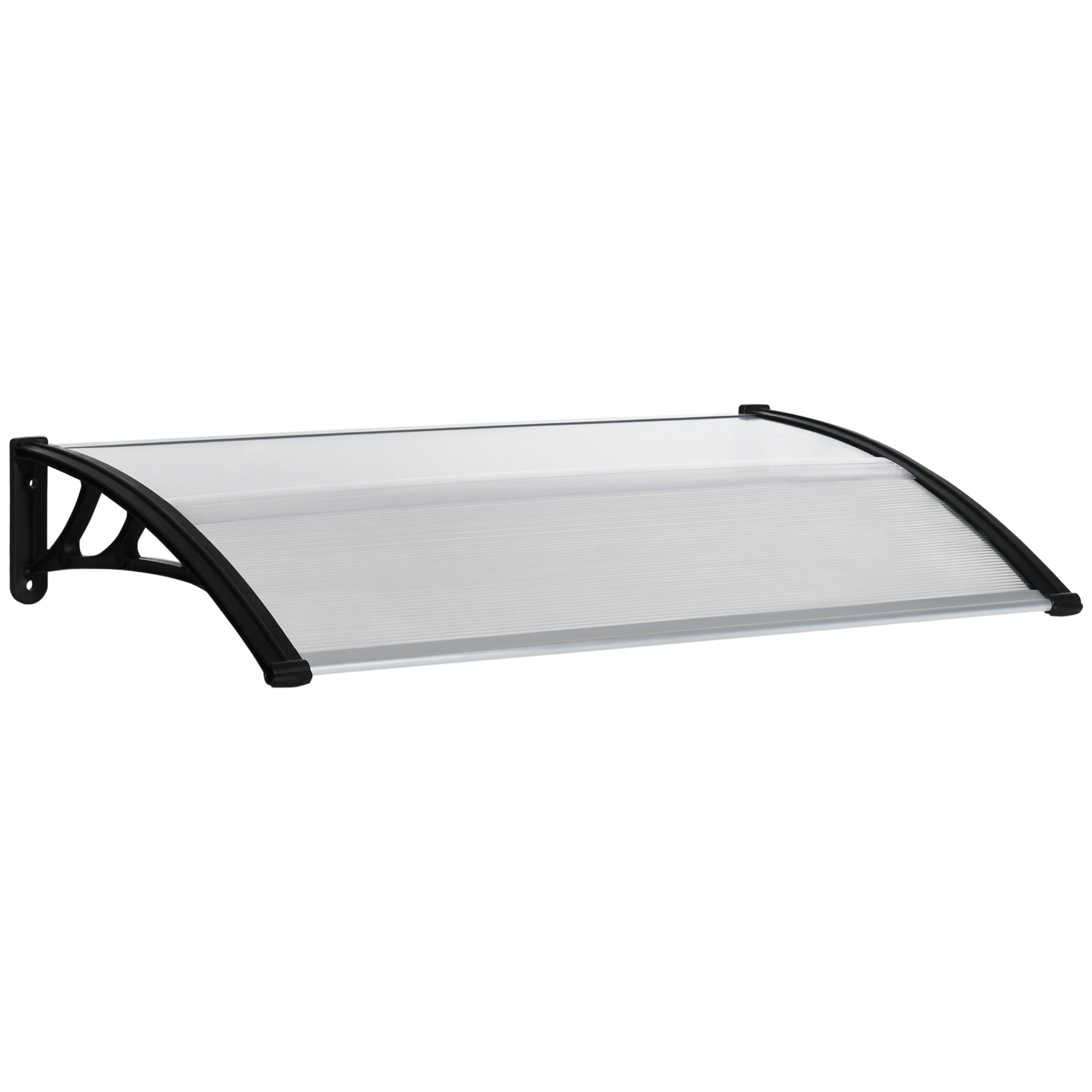 Polycarbonate and Aluminum Canopy for Balconies, Windows, and Doors, Outdoor Awning with PP Support, 110x60x18cm, Transparent