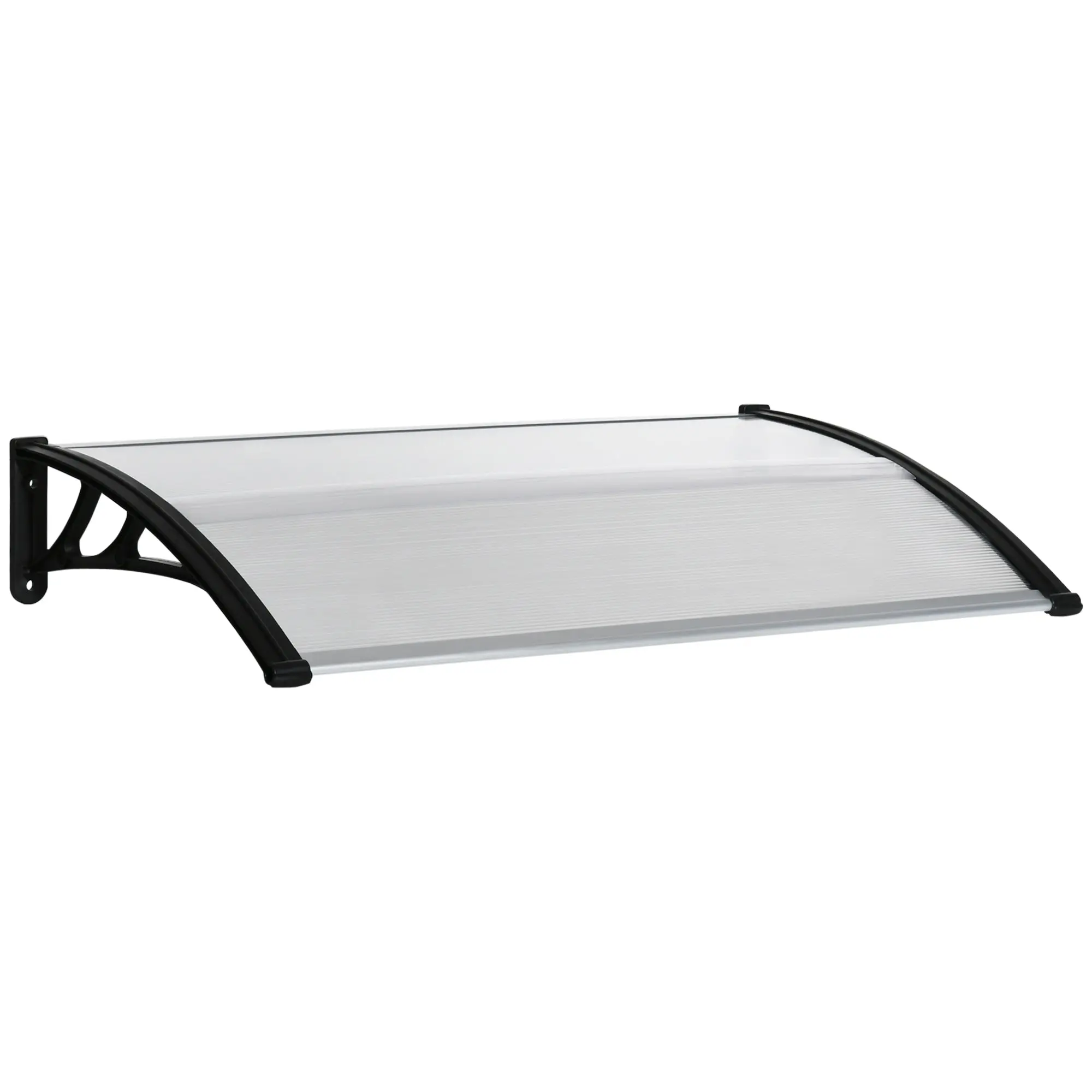 Polycarbonate and Aluminum Canopy for Balconies, Windows, and Doors, Outdoor Awning with PP Support, 110x60x18cm, Transparent