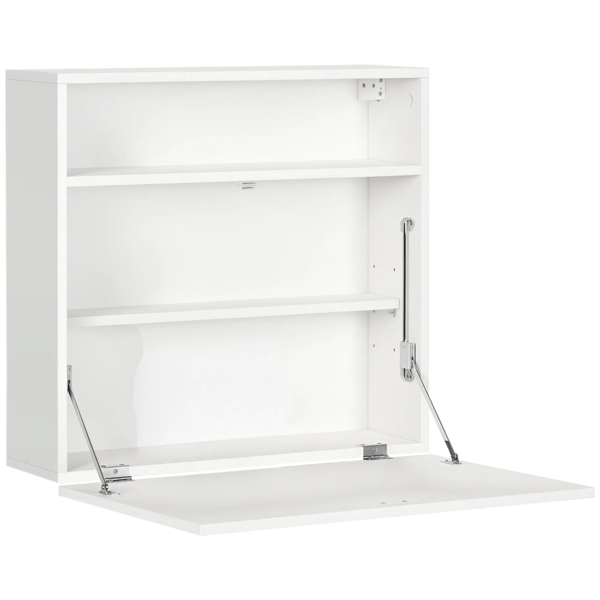 Modern Wall-Mounted Foldable Desk Floating Multifunctional with Storage Shelves Load 40 kg for Bedroom Living Room Office 64x20x60 cm White