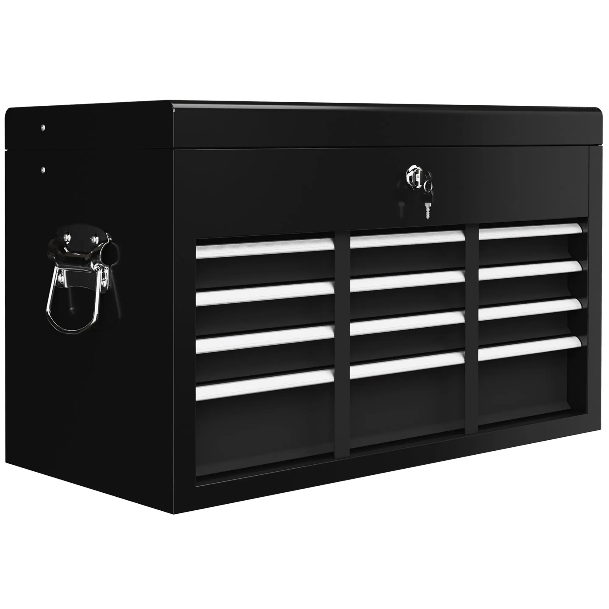 Tool Chest, Tool Box without Tools, with 6 Drawers, Lock, Tool Case with Handle, Tool Chest, Steel, Black, 60 x 26 x 34 cm