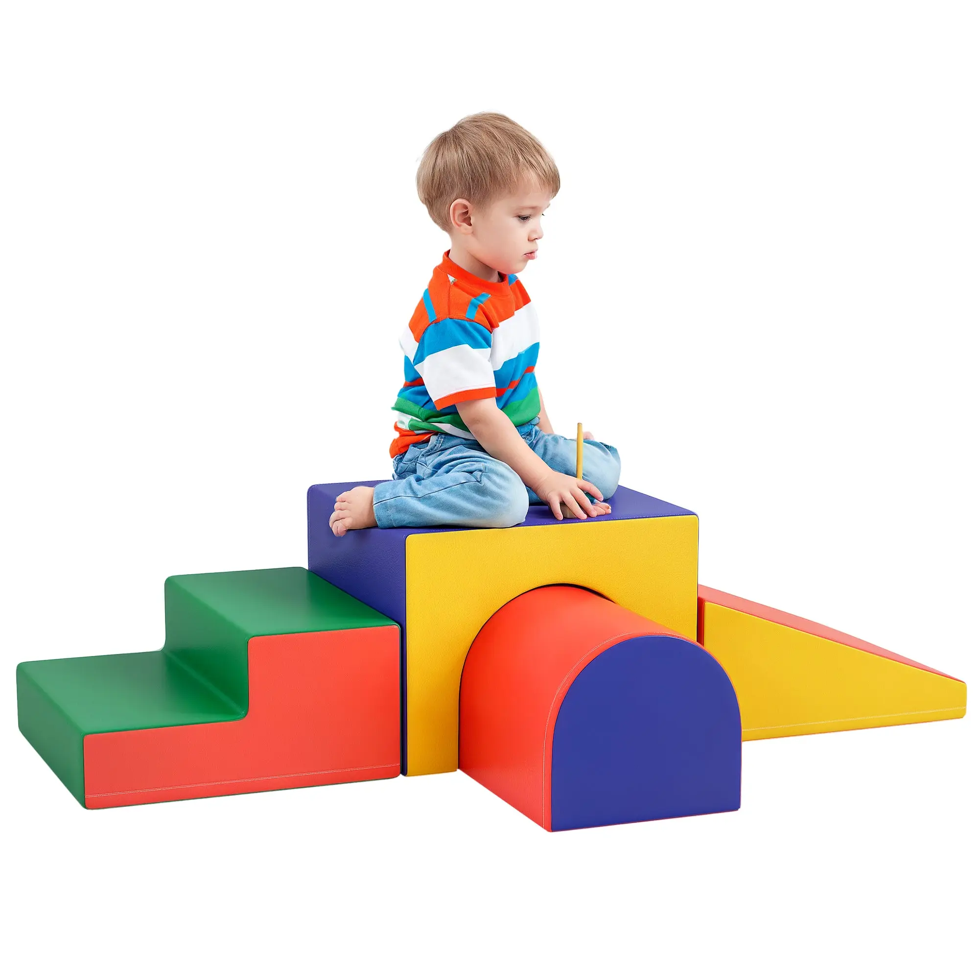 4-Piece Foam Building Blocks Children Soft Building Blocks Climbing Building Blocks Soft Foam Building Blocks Giant Building Blocks Building Toy Set for Babies & Toddlers Red