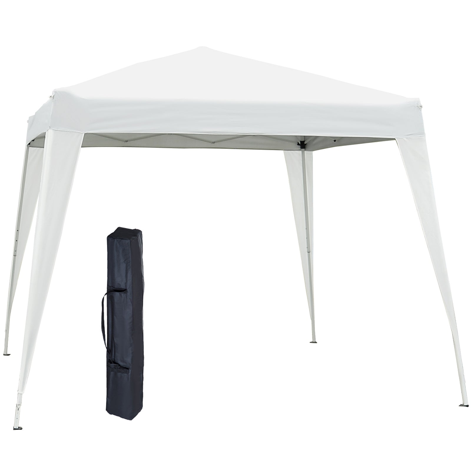 Outsunny Foldbare Pavillon 2.4x2.4m Med UV-beskyttelse, Festtelt inklusive Bærepose til Have, Balkon, Stål Hvid