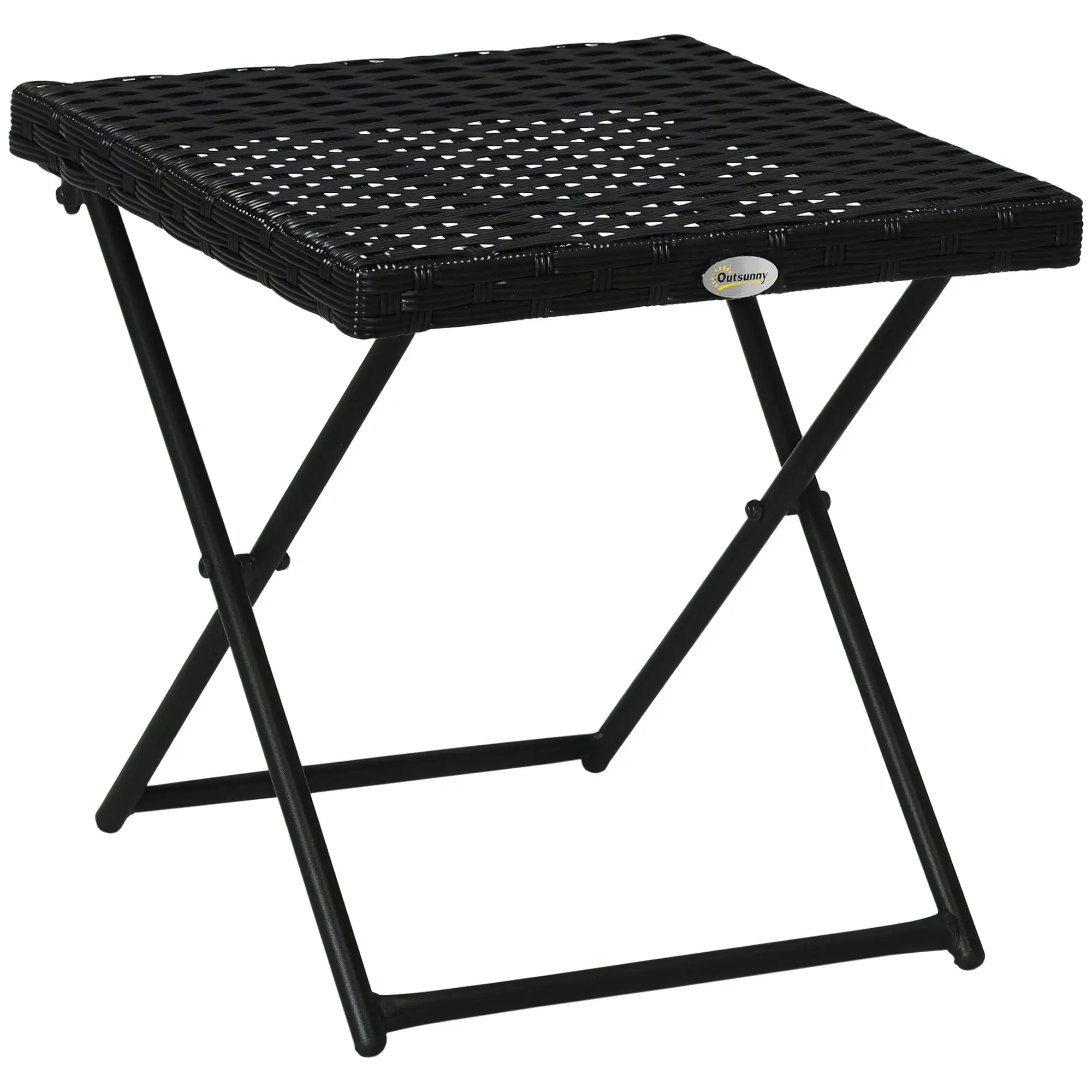 Folding Side Table made of Poly Rattan Coffee Table Couch Table Tray Balcony Table Garden Table Side Table Tea Table Garden Furniture Rattan Table for Garden Terrace Balcony, 40x40x40cm Black
