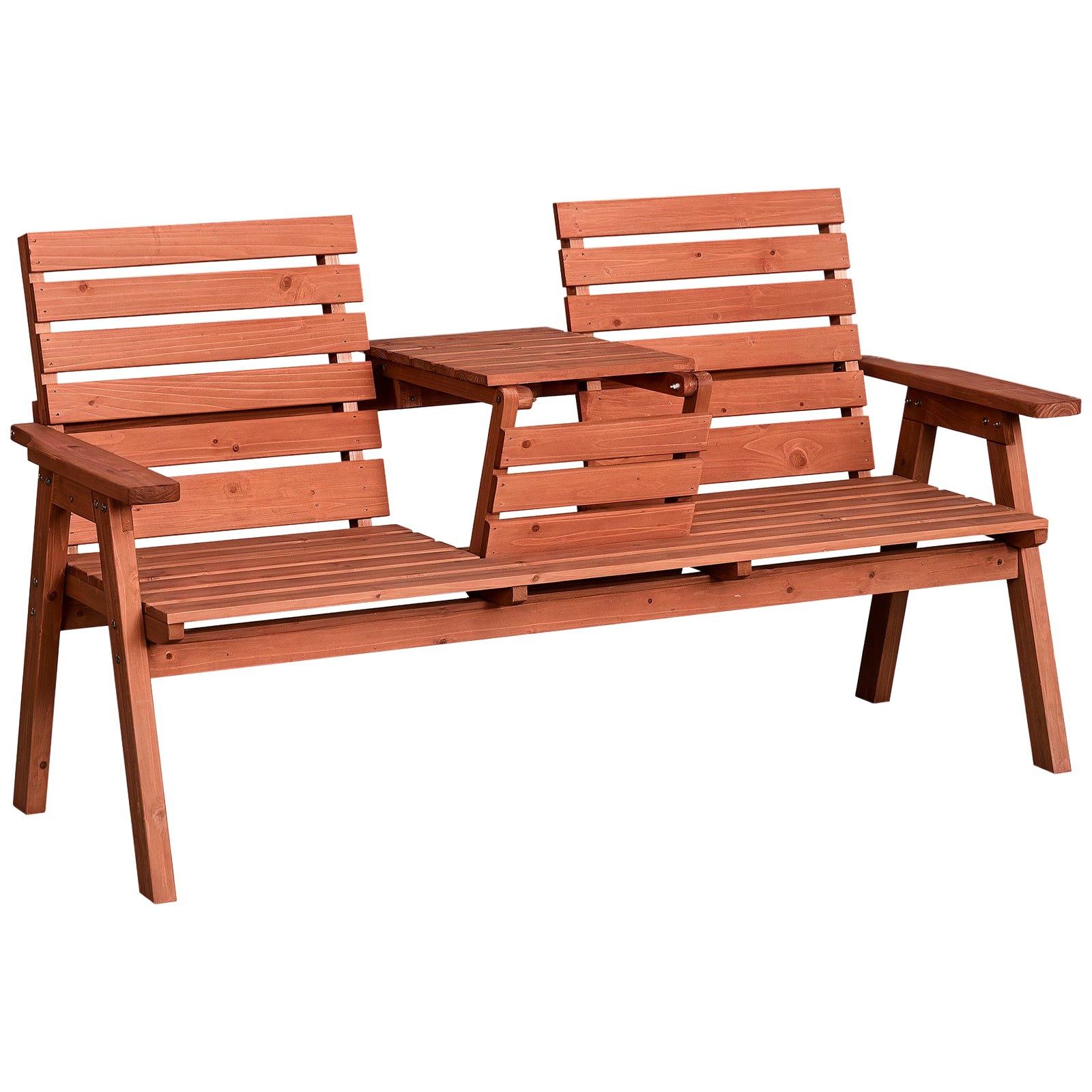 Outsunny Gartenbank aus Fichtenholz, 2- oder 3-Sitzer, umwandelbarer Tisch in Sitz, wetterfest, 160x68x92cm