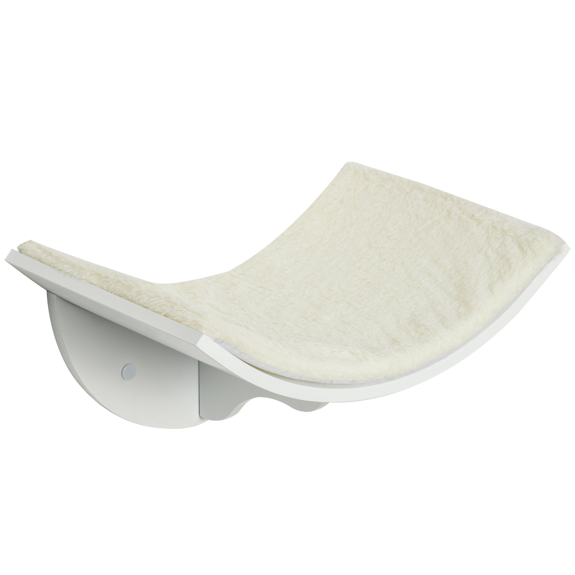 PawHut Kattehylde - Vægmonteret Kattebed med Plush Cover - Hvid - 41 x 28 x 21 cm