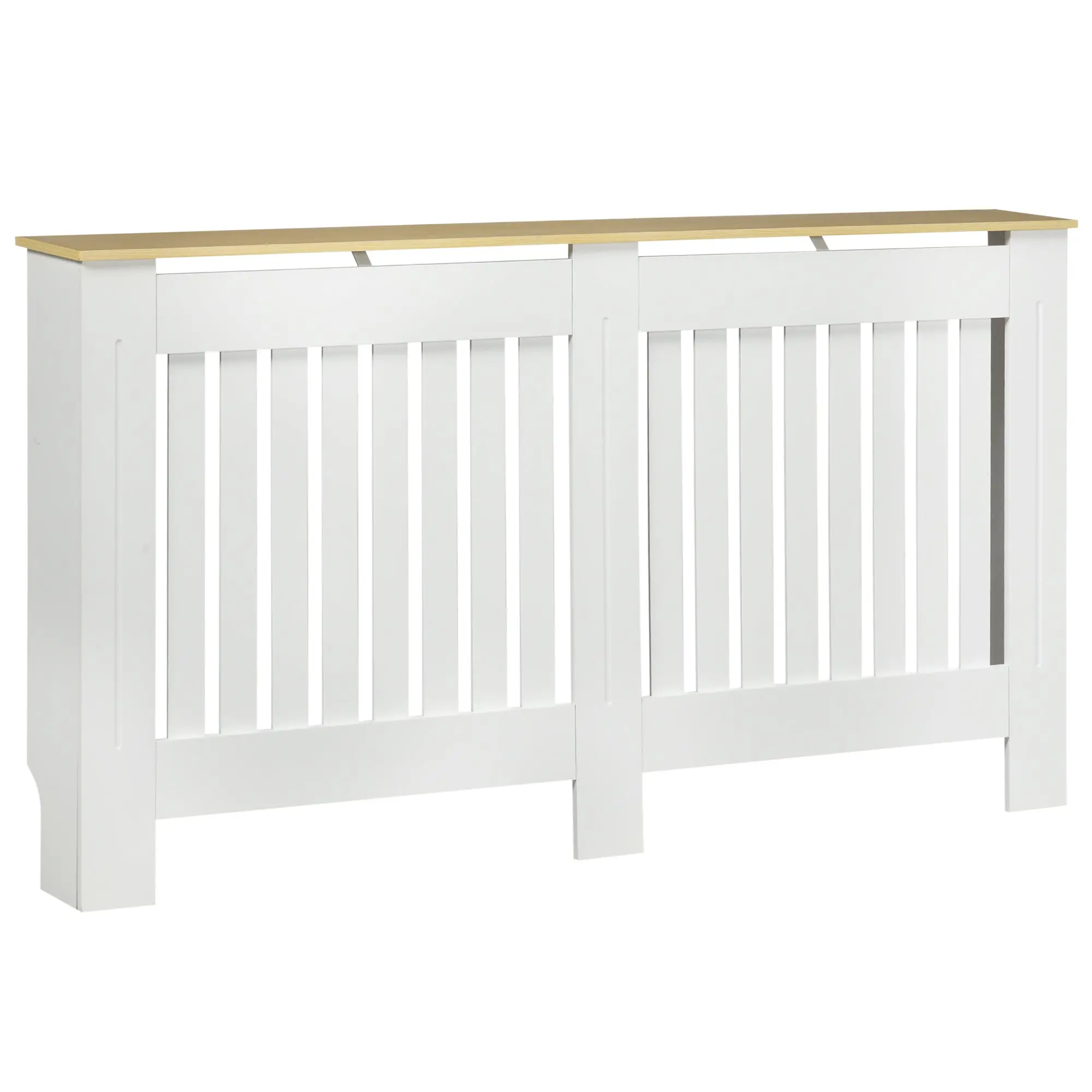 Radiator Cover 152x19x83 cm MDF Radiator Cabinet with Anti-Tip Device Modern Design for Living Room Bedroom White
