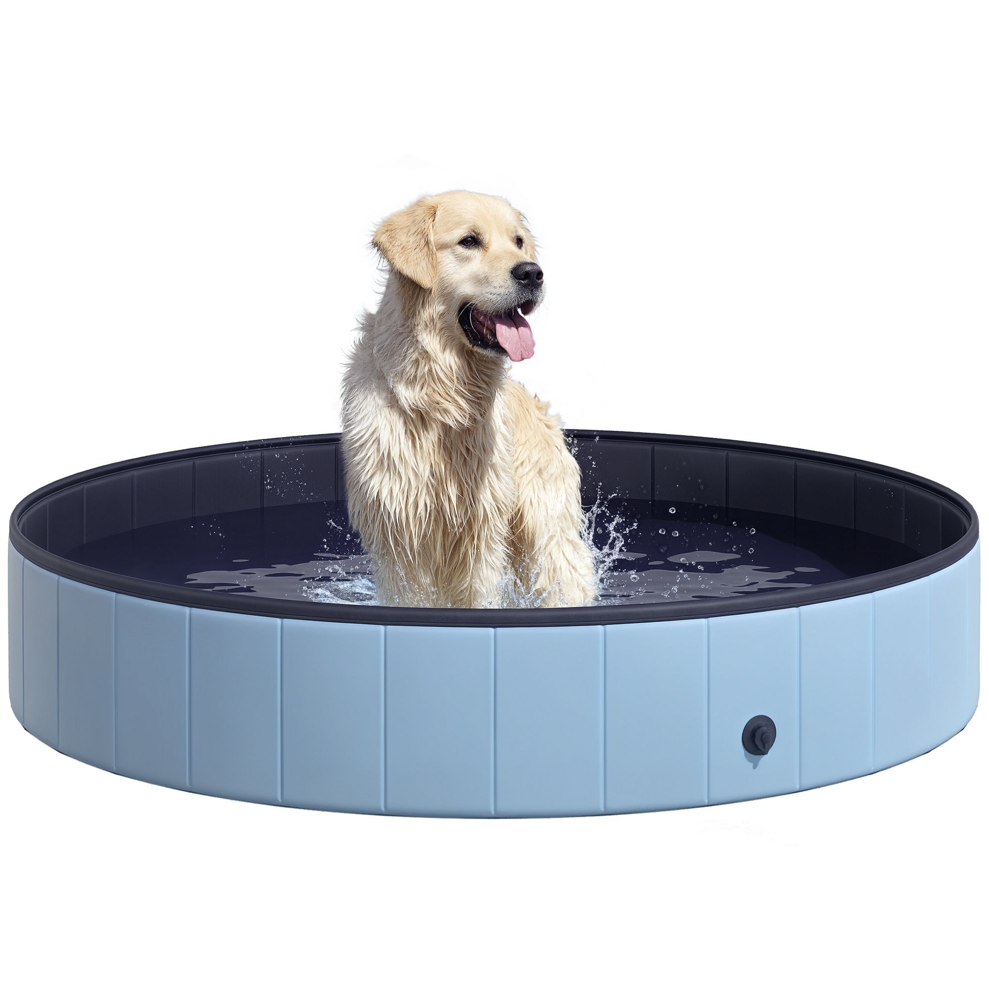 PawHut Hundepool PVC Faltbar Rutschfest Einfach zu Reinigen Becken Durchmesser 160 cm Höhe 30 cm Blau