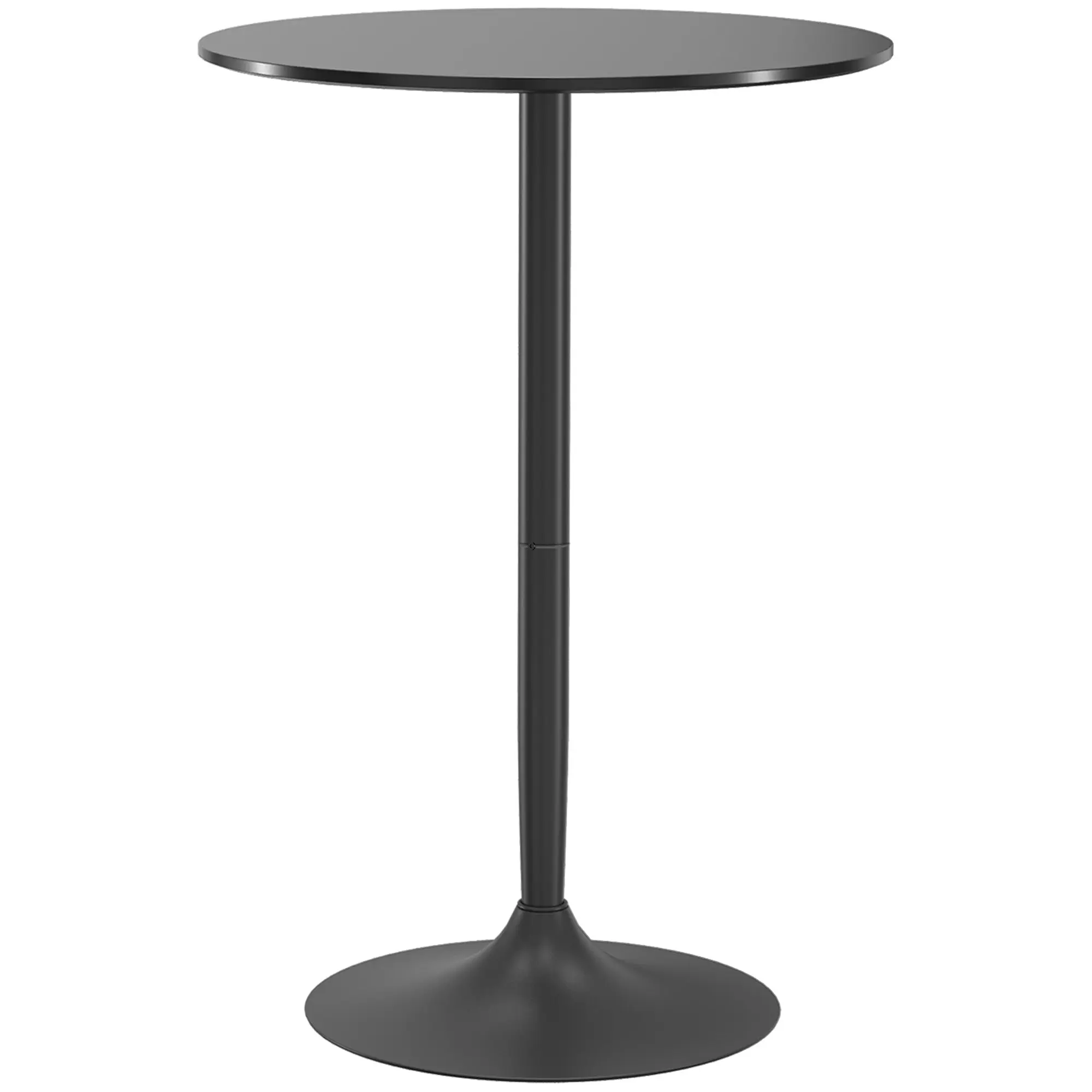 Modern High Bar Table, Round Kitchen Table for 2 People with Steel Base and MDF Top, ?70x102cm, Black