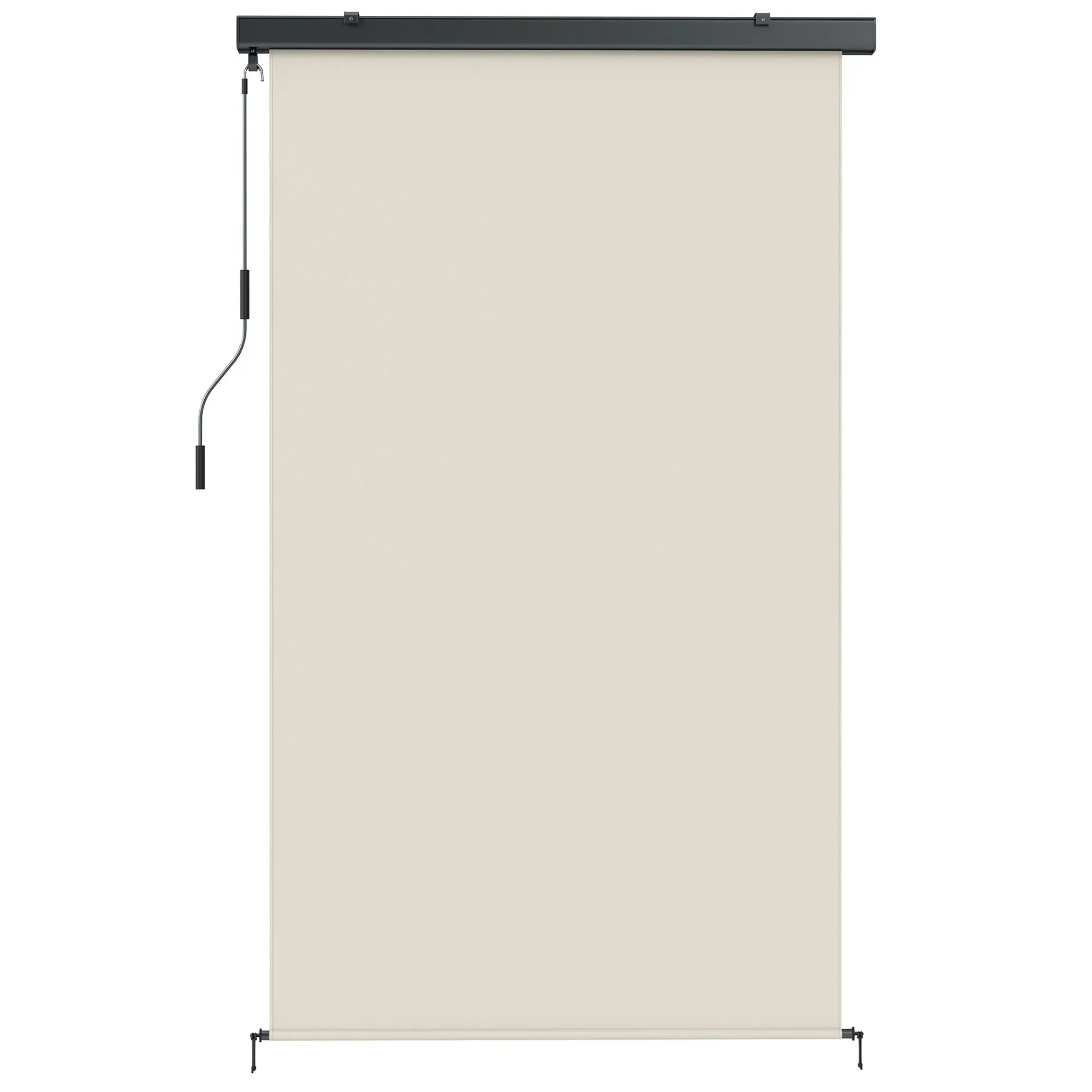 Cordless Outdoor Roller Blind, UPF50+ Waterproof Shade for Porch, Balcony or Gazebo, 98.4 x 63 in (250 x 160 cm), Cream