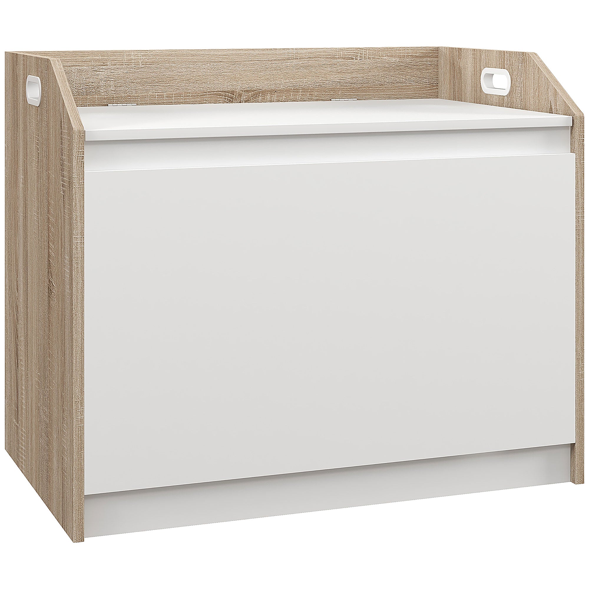 Modern Wooden Storage Bench with Backrest, Entryway and Bedroom Bench with Storage, 62.4x40x51.5cm