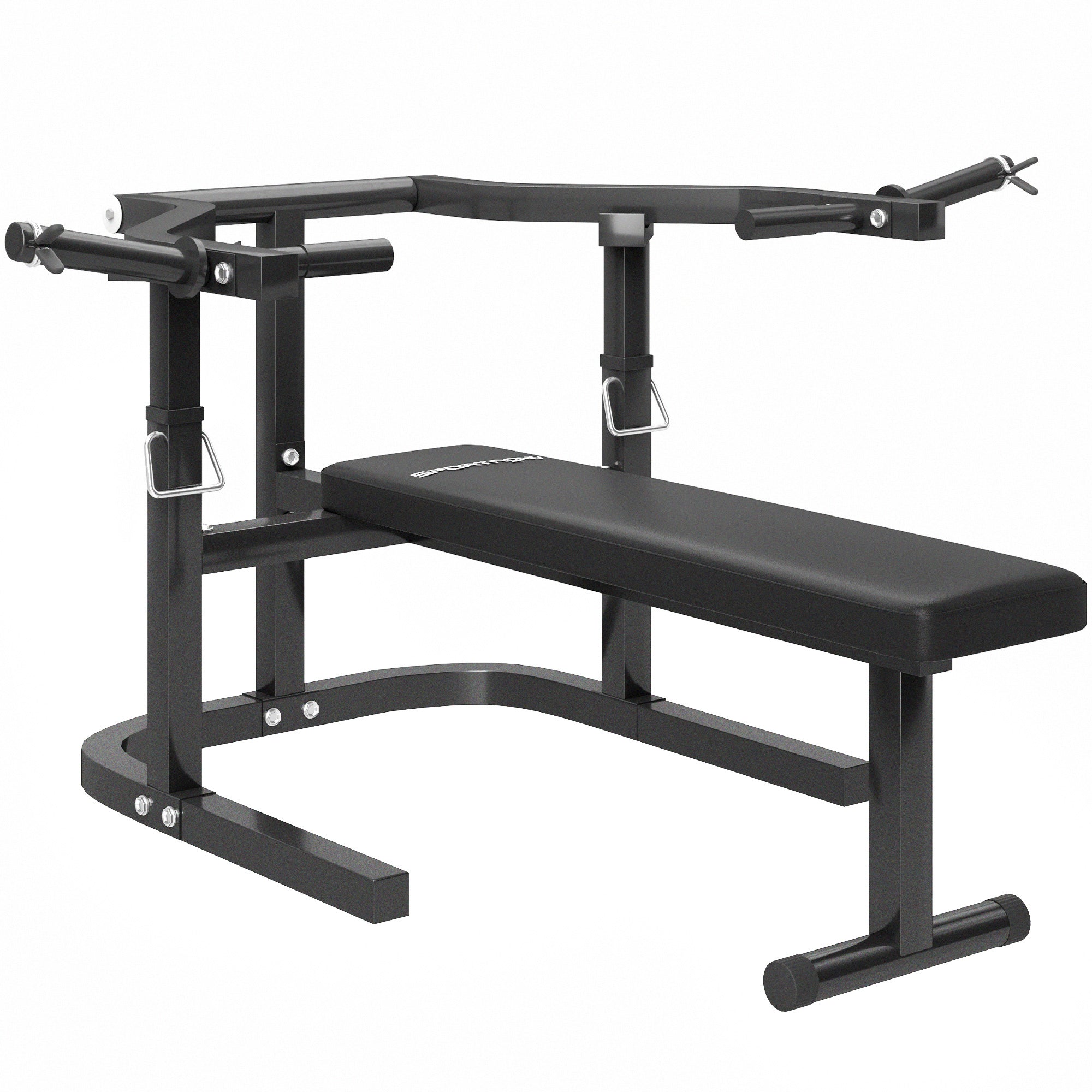 SPORTNOW Höhenverstellbare Hantelbank, Multifunktionale Flachbank aus Stahl für das Fitnessstudio und Zuhause, 150x150x60-85 cm, Schwarz