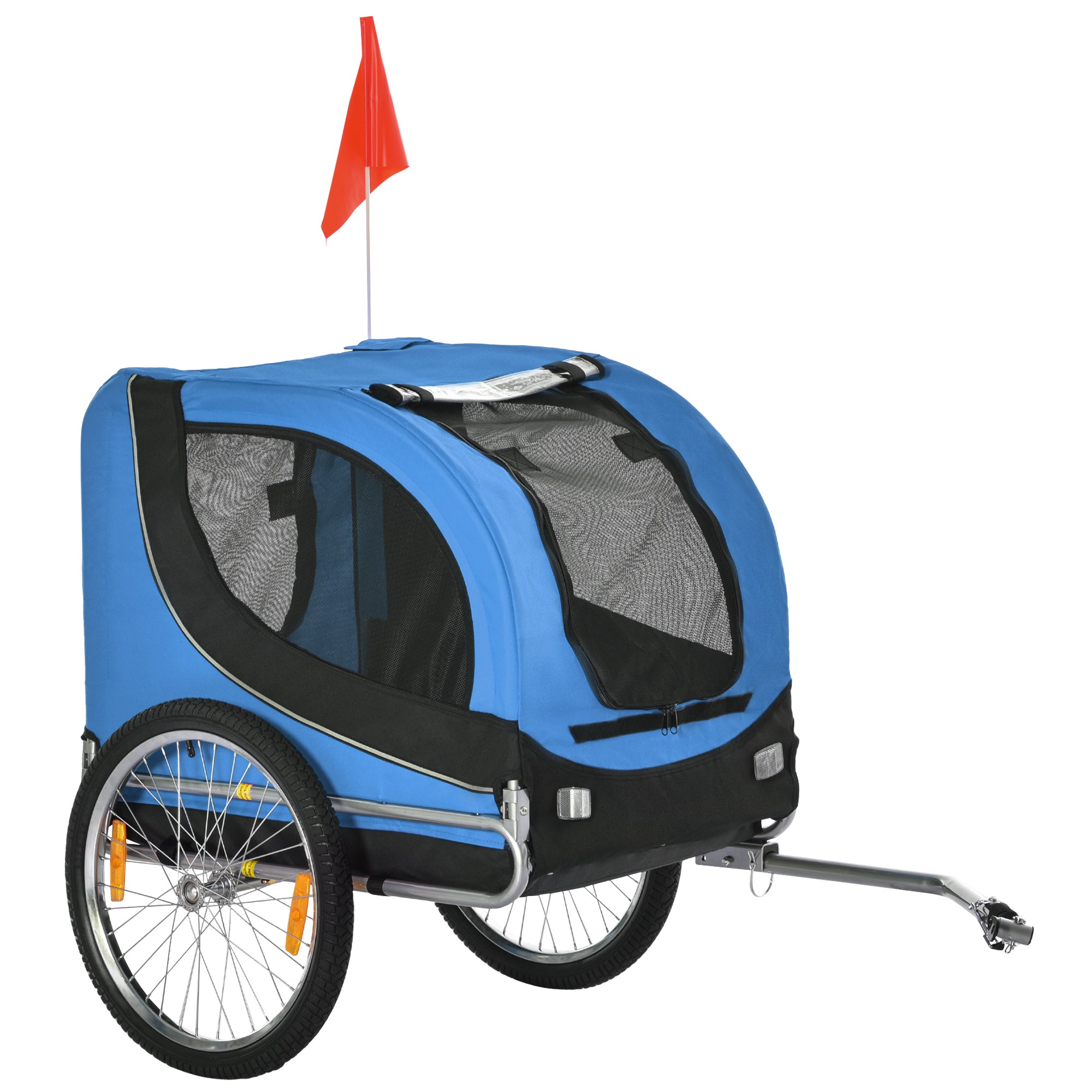 PawHut Hundtrailer Cykeltailer Hundtransportör Cykeltrailer Blå+Svart 130 x 73 x 90 cm