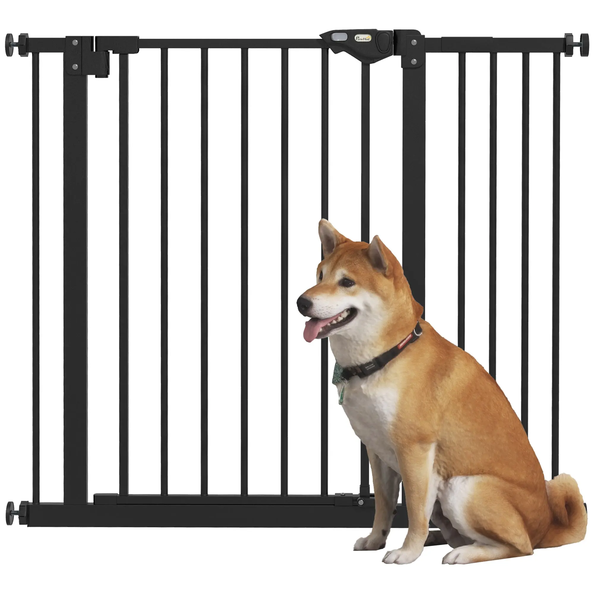 Door Safety Gate Stair Safety Gate with 14 cm Extension Door Gate without Drilling Staircase Gate for Widths 74-94 cm Swivelable on Both Sides Metal Black