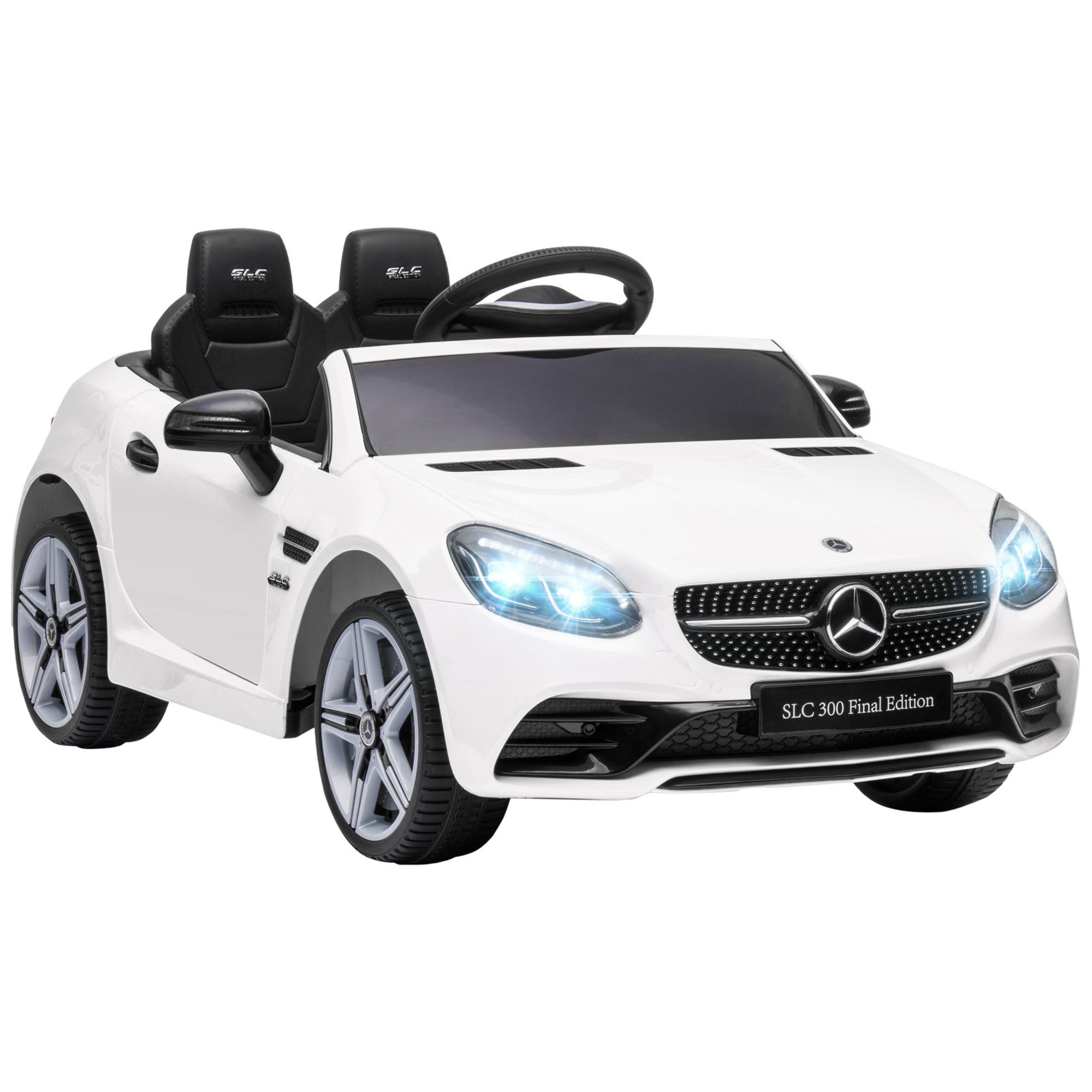 Ηλεκτρικό Αυτοκίνητο AIYAPLAY για Παιδιά 3+ Ετών Mercedes SLC 300 με Μπαταρία 12V και Τηλεχειριστήριο, LED Φώτα, Κόρνα, Μουσική Λευκό