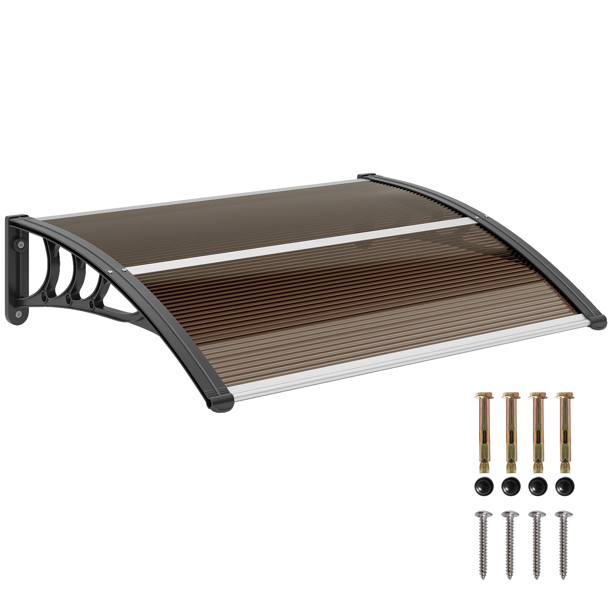 Outsunny Türvordach 75 x 100 cm Pultdach Überstand Polycarbonat Braun