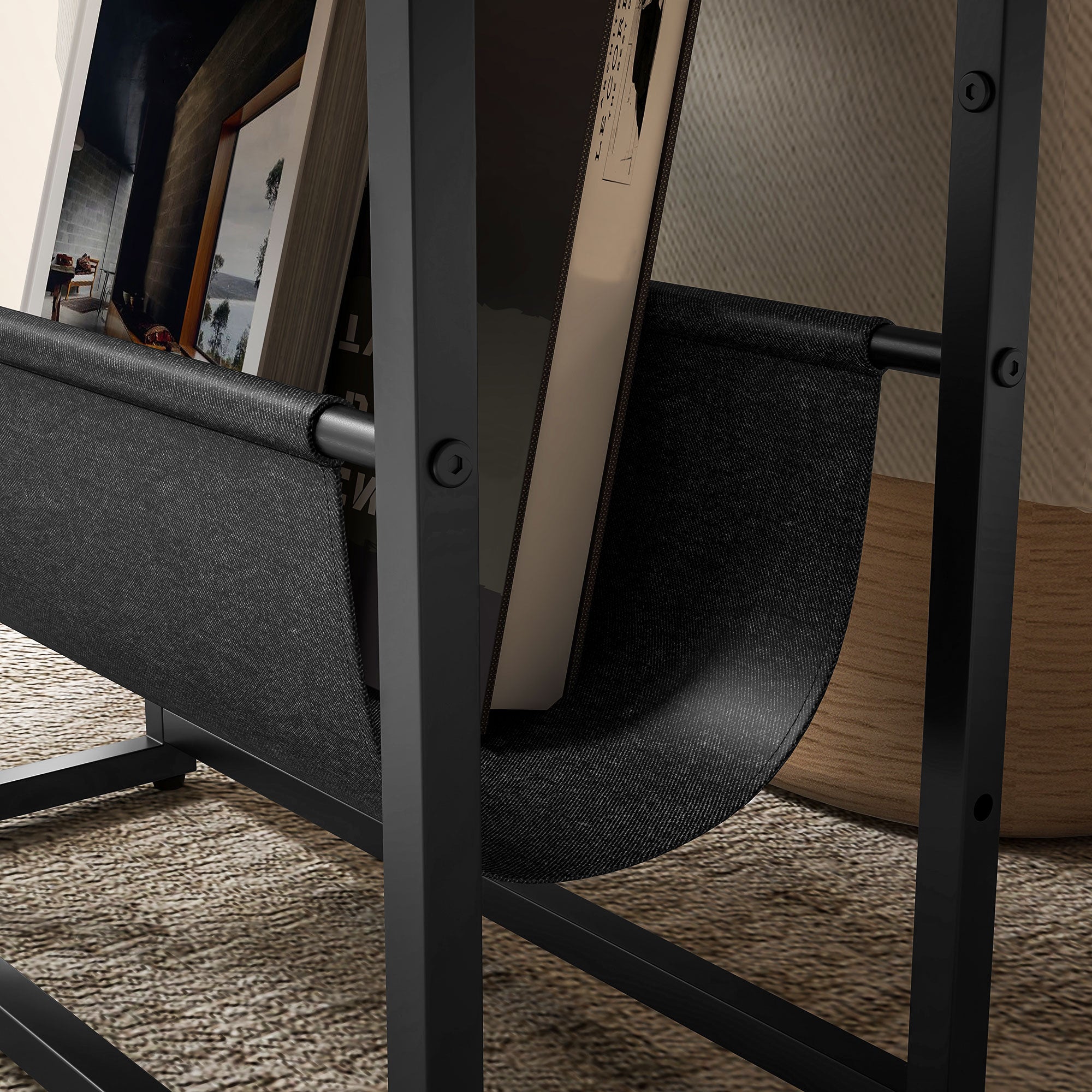 HOMCOM Sidebord med Hylde og Magasinholder - 43L x 18B x 56H cm Mørk Brun
