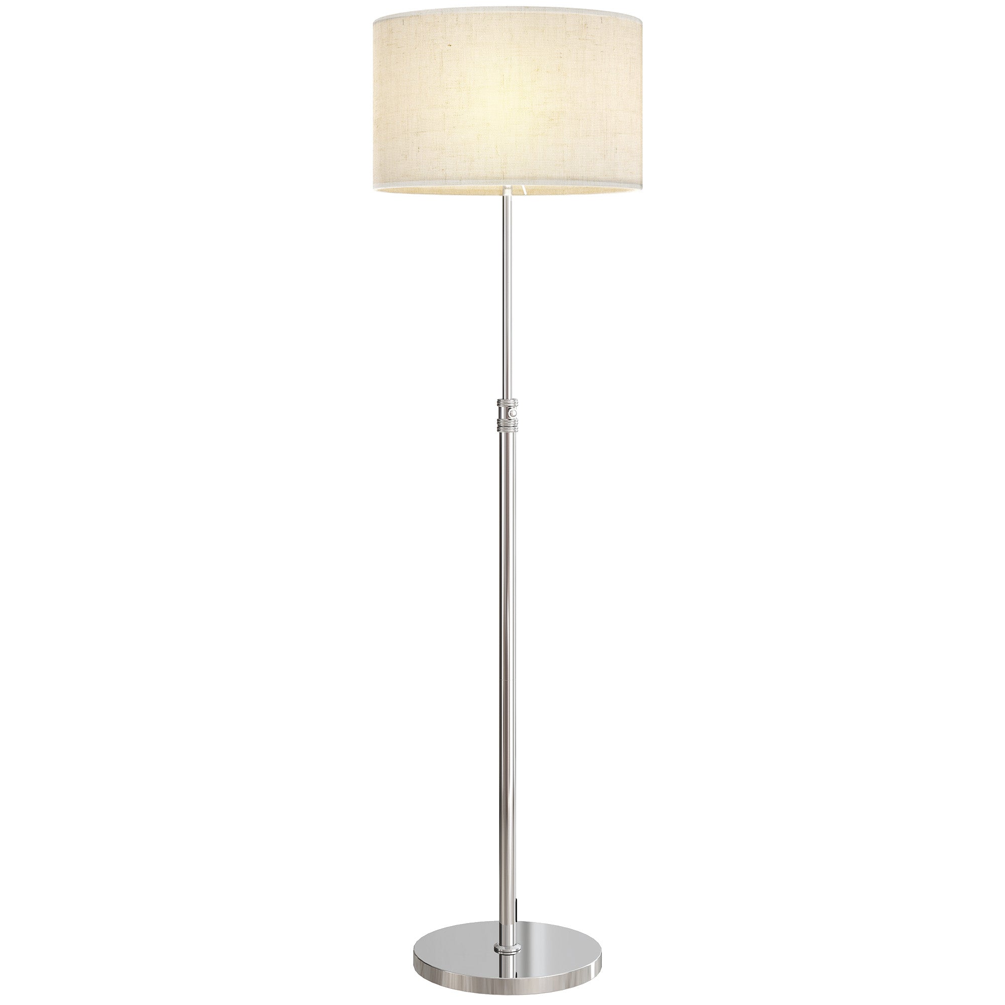 Dimmable Floor Lamp with Remote, 3000–6000K Adjustable Color Temp, Fabric Shade — Silver