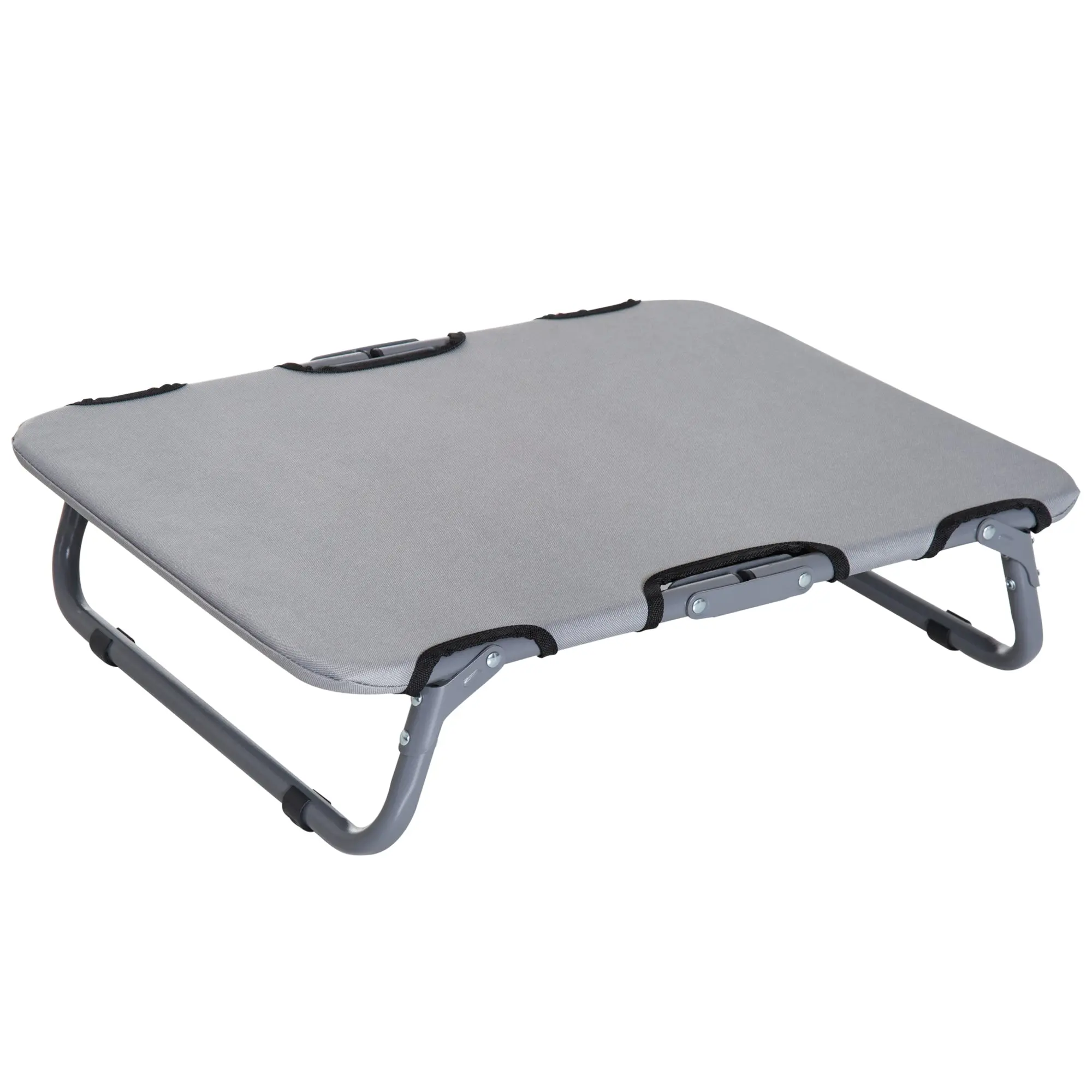 Outdoor Dog Cot, Foldable Elevated Pet Bed for Small Dogs, Cooling Pet Cot with Steel Frame, Pet Bed for Outdoor Camping, 59 x 46 x 15 cm, Gray