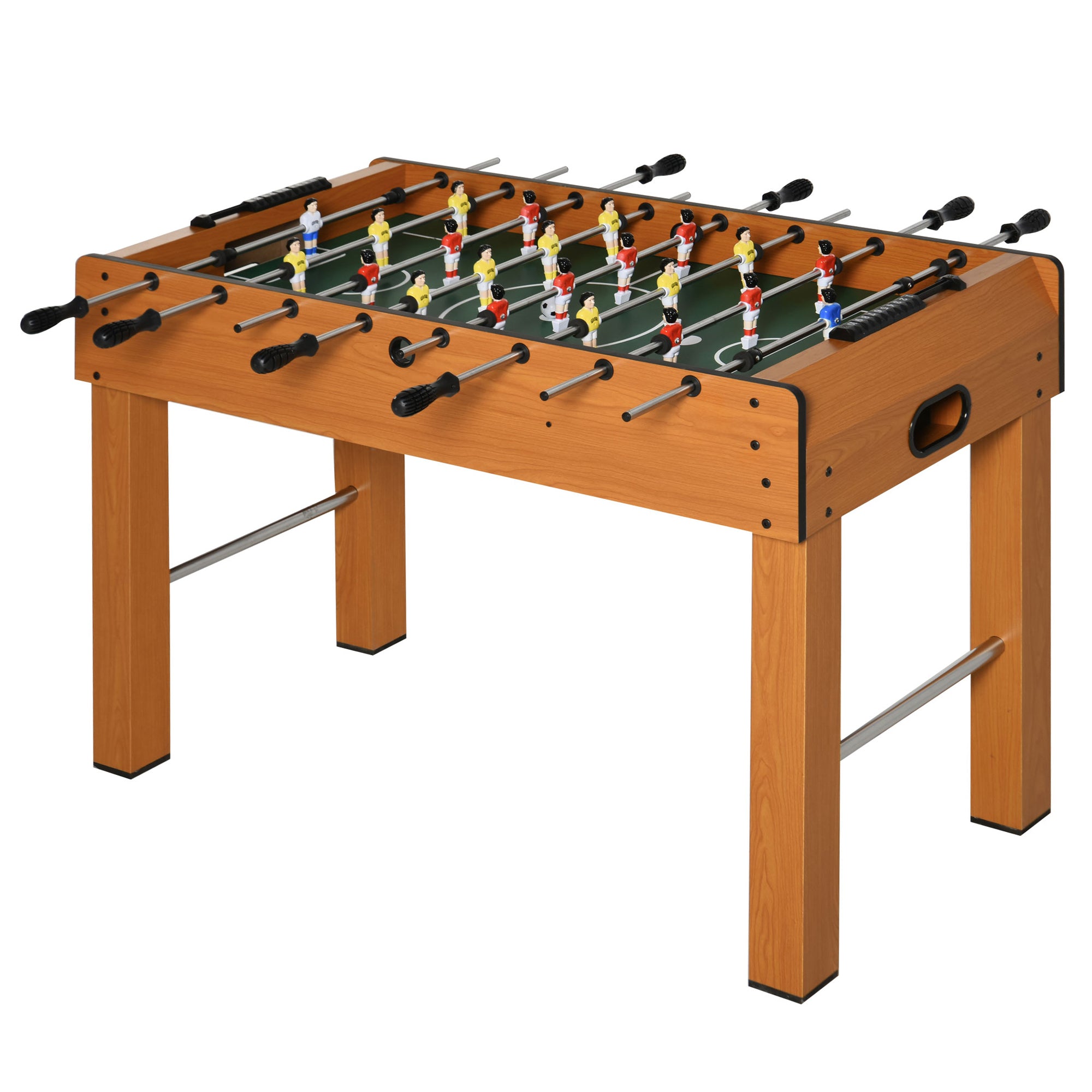 HOMCOM Professioneller Holz-Fußballtisch für Kinder und Erwachsene – mit 8 Stangen und 2 Bällen für Zuhause oder Spielzimmer, einfach zu montieren, 122x61x80,7 cm, natur