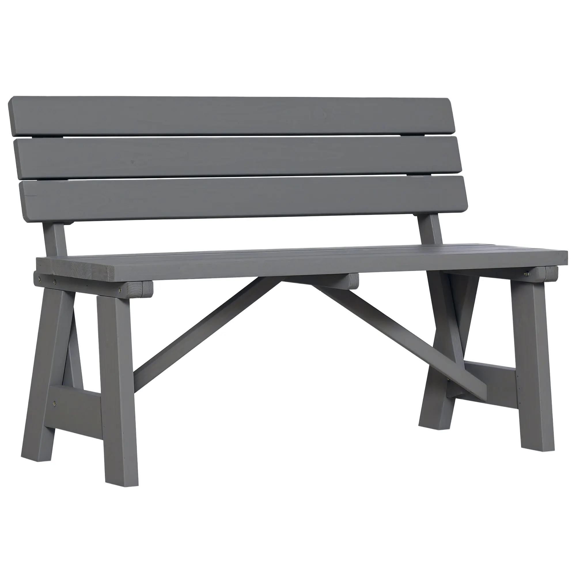 2-Seater Wooden Garden Bench, Weatherproof Bench, UV-Resistant Garden Furniture with Backrests, Park Bench 220kg Load Capacity, Balcony Bench, Wooden Bench for Balcony Terrace, Garden, 116 x 56 x 80 cm, Gray