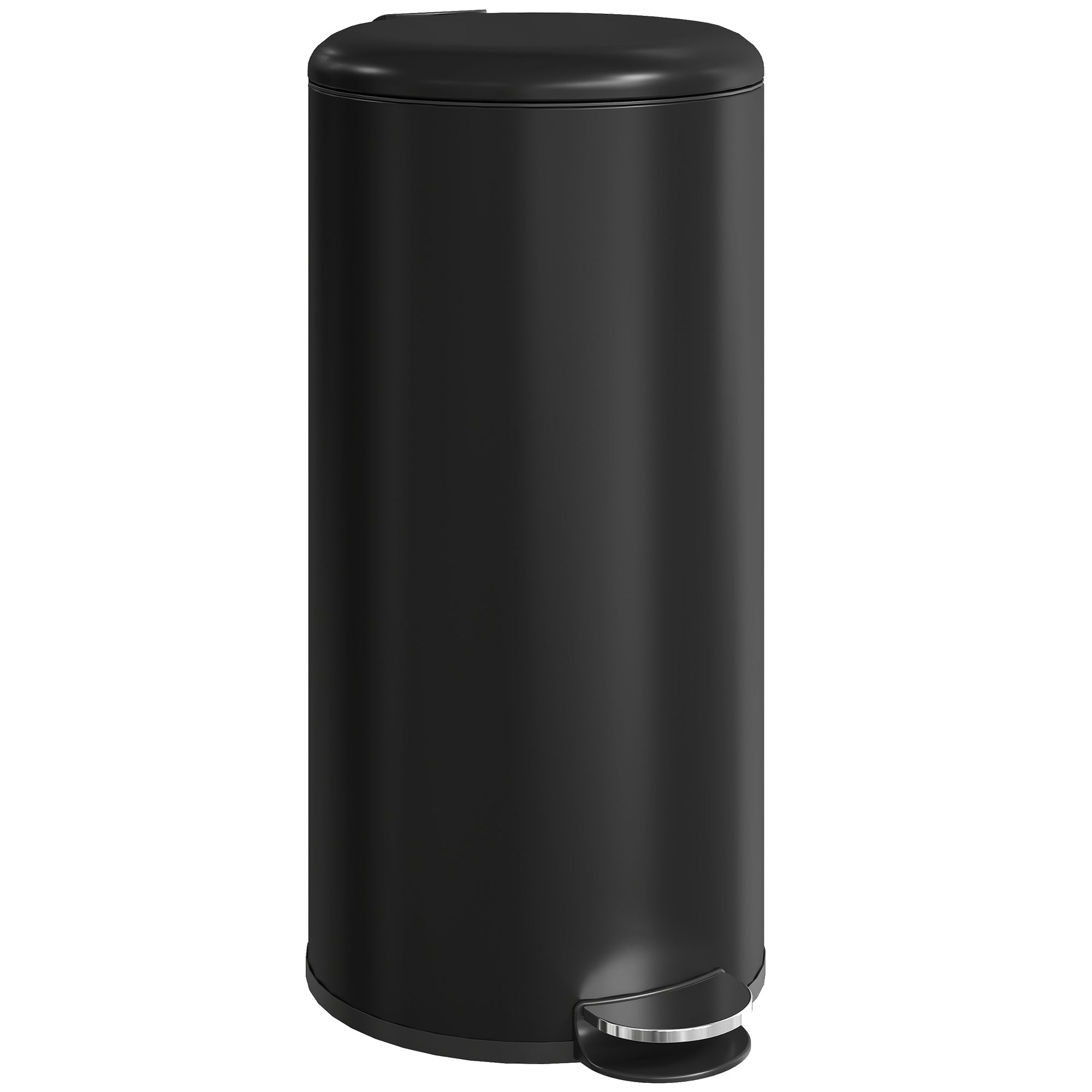 HOMCOM 30 L pedalsoptunna med lock och fotpedal, avtagbar innerhink, mjukstängning för vardagsrum och kontor — svart, 36 x 30 x 63,5 cm