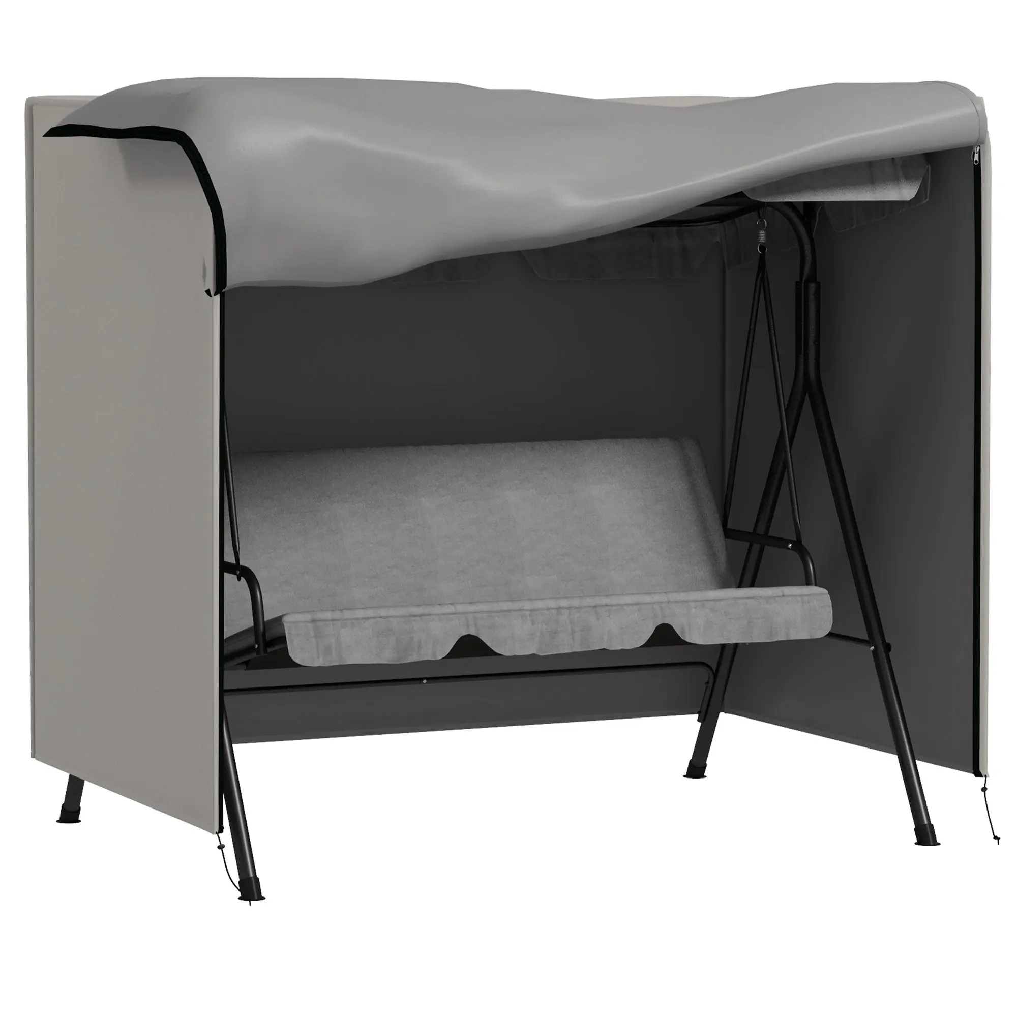 Hollywood Swing Seat Cover 3 Seater, Water Repellent Winterproof Protective Cover for Garden Swing, UV Resistant Cover, Tearing Resistant 420D Oxford Fabric, 177x114x152cm Gray
