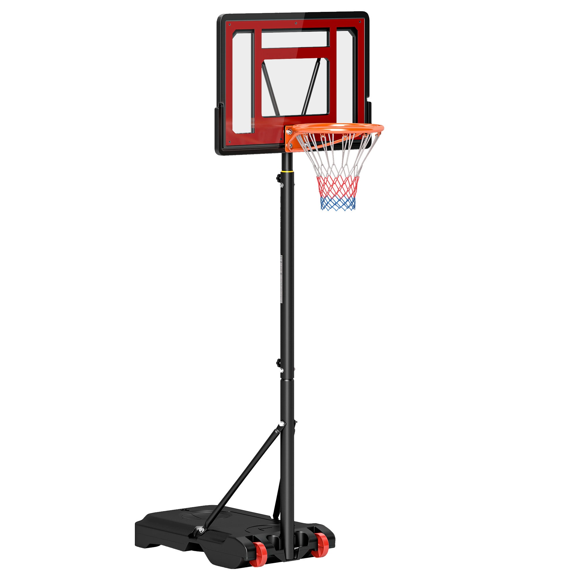 Panier de Basketball HOMCOM Extérieur sur Roues, Hauteur Réglable de 160 à 210 cm, Échafaudage avec Panier, Arrière-plan de 83x59 cm, pour Adolescents dans les Jardins, Terrains, Garages