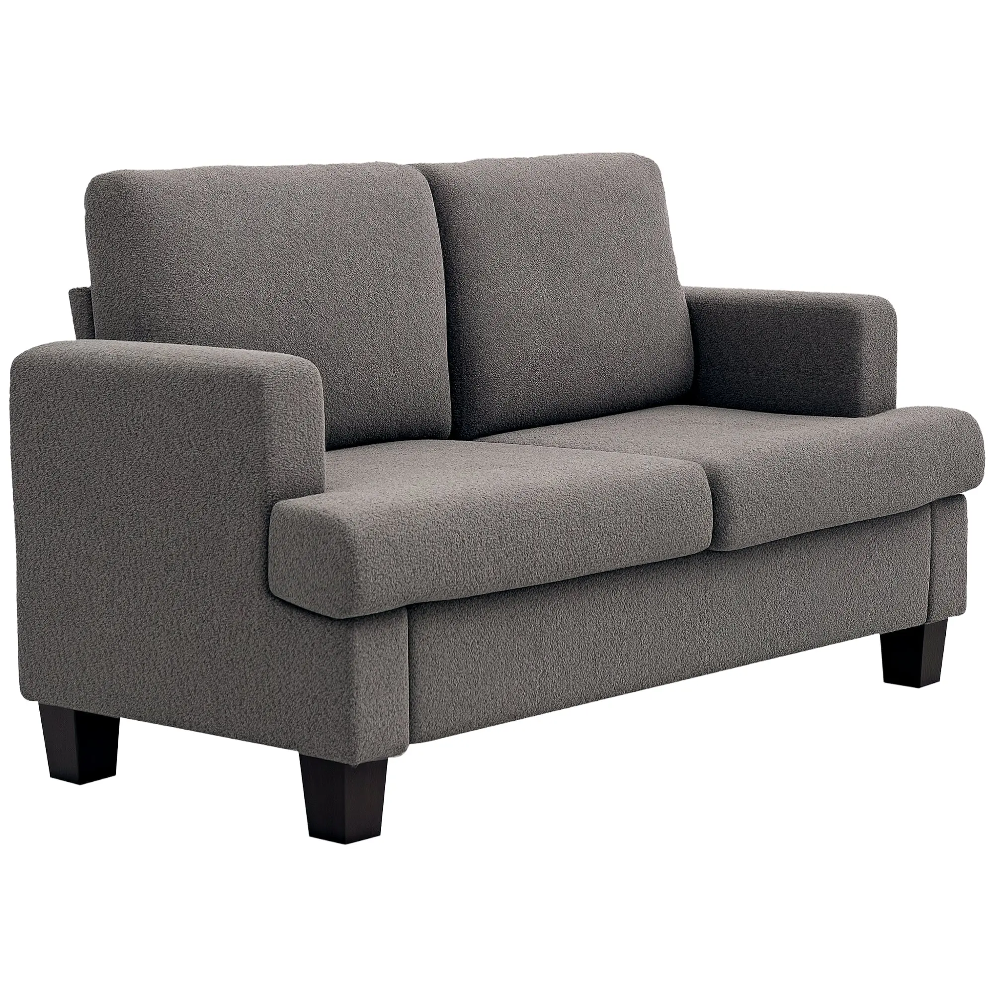 2-Seater Compact Sofa, 55" Modern Chenille Loveseat with Removable Back Cushions, Dark Gray