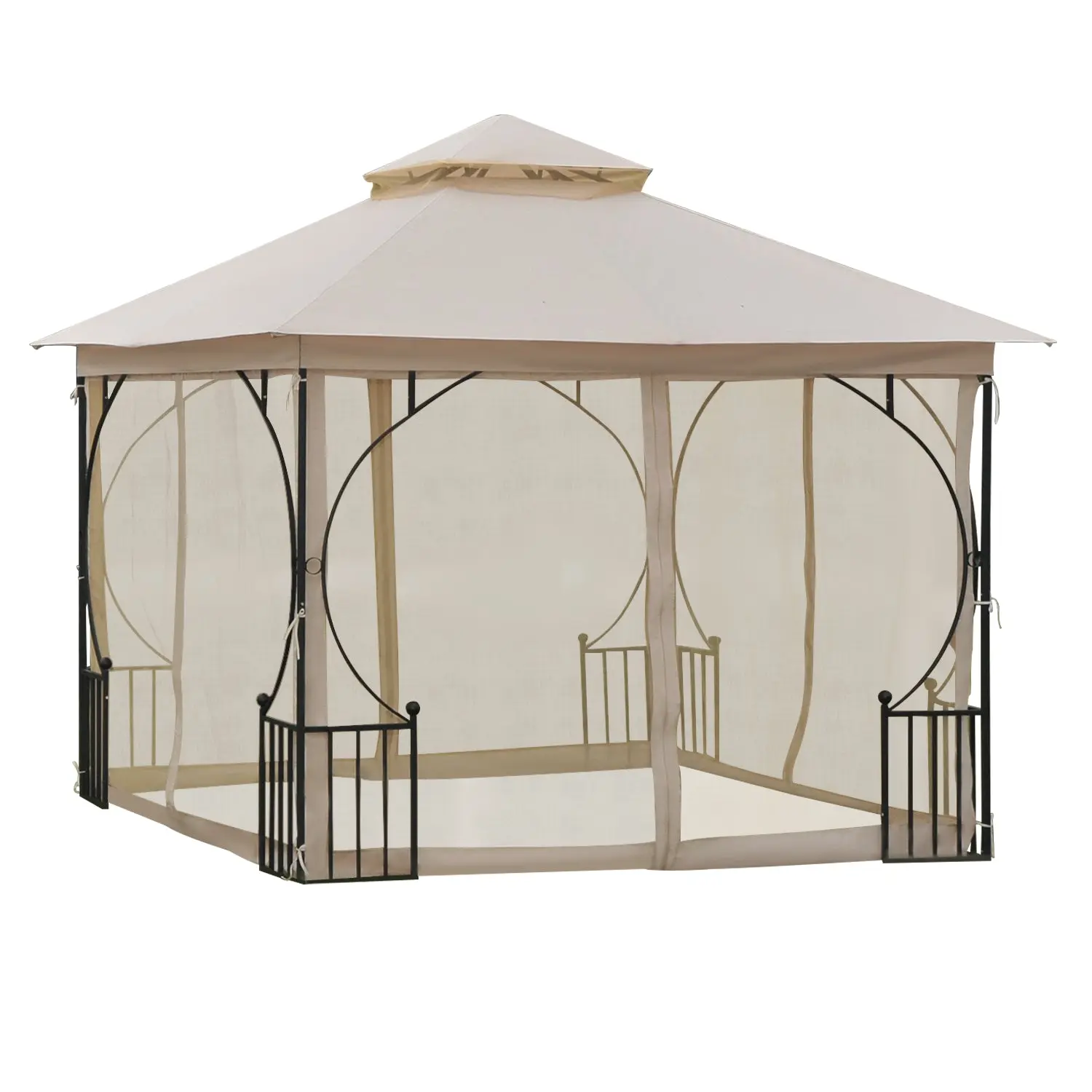 Pavilion Garden Gazebo Party Tent Garden Tent Marquee Double Roof 3x3m