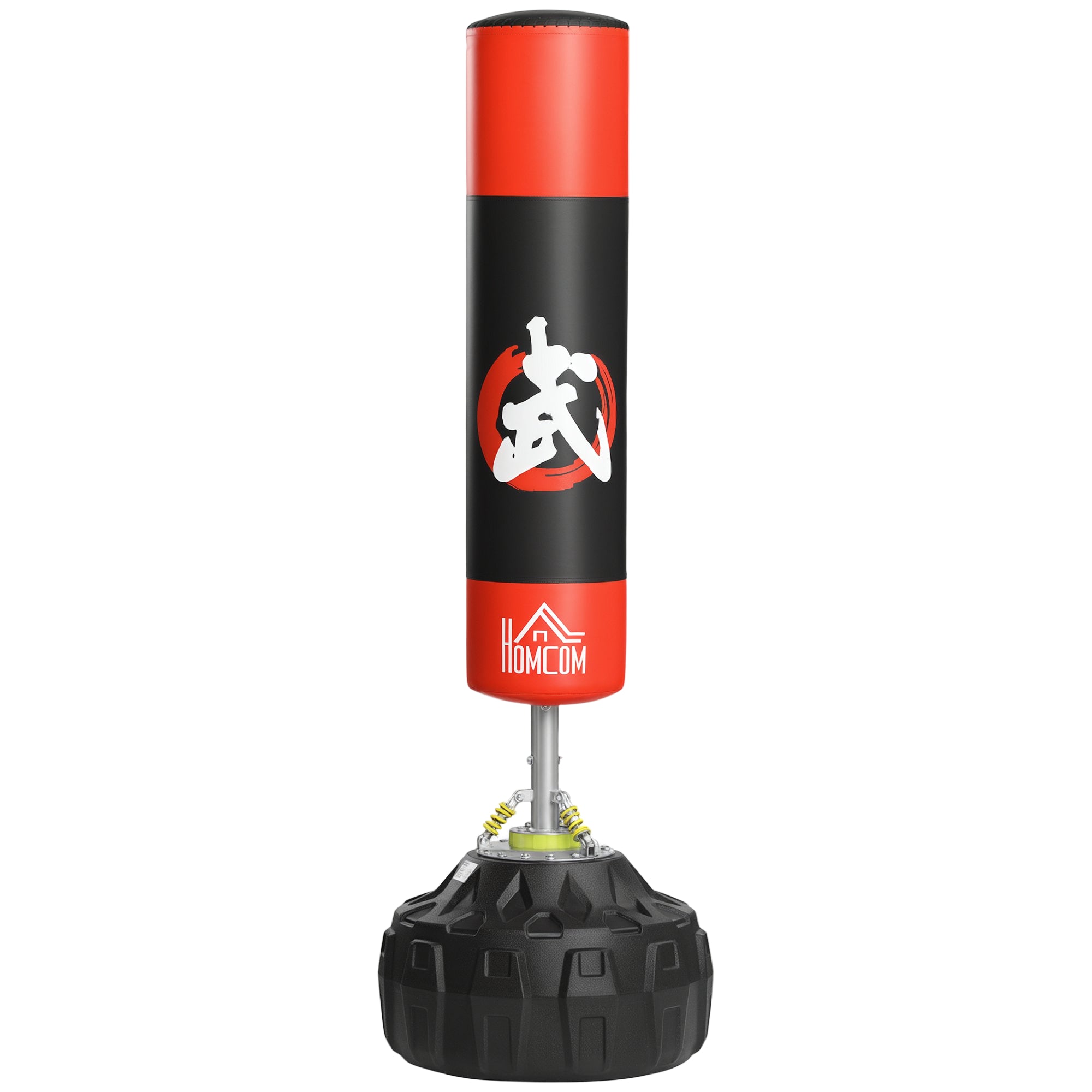 HOMCOM Stehender Boxsack Für Erwachsene, Freistehendes Boxtraining mit Saugnäpfen, Schwarz+Rot 60x60x180 cm