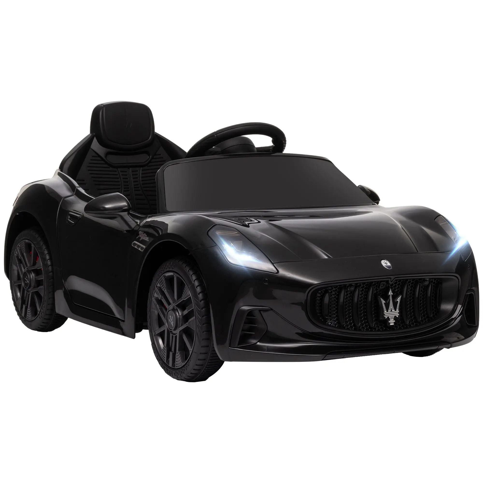 Licensed Maserati Gran Turismo Folgore Kids Electric Car, 12V Electric Vehicle with 2.4G Remote Control, LED Headlights, Music, Horn, MP3, Children's Car for 3-5 Years Old, Black