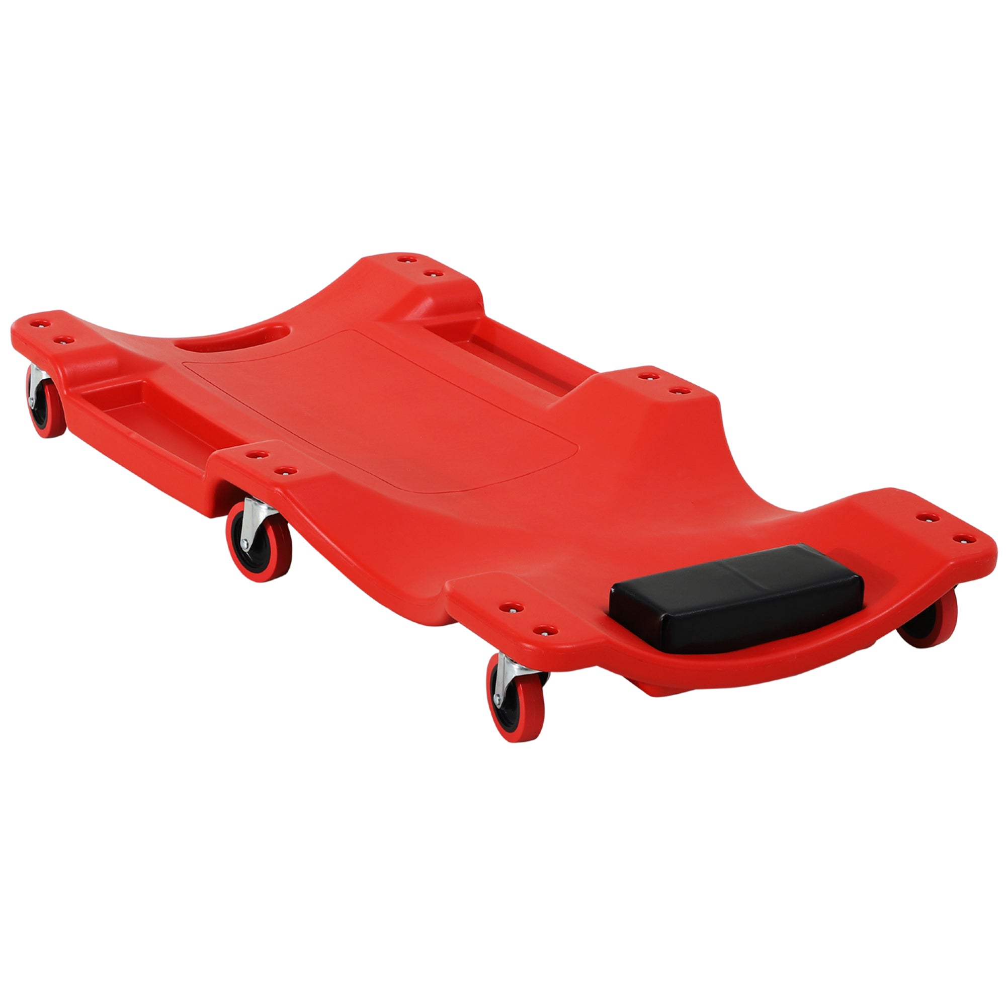 Automotive Creeper Garage Work Seat Car Mechanic Creeper with 6 Swivel Casters, Padded Headrest, Load Capacity 120 kg, Red