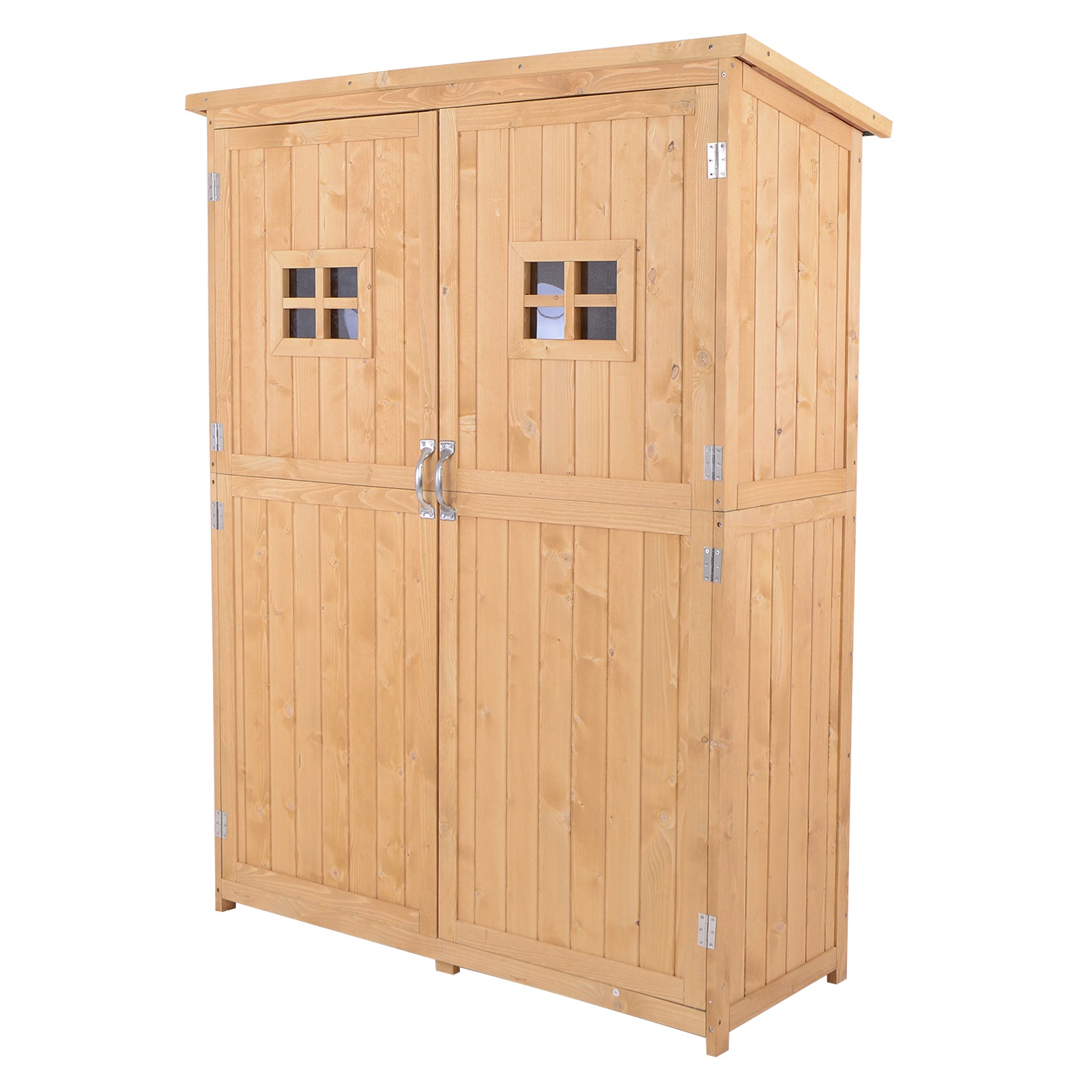 Abri de jardin en bois Outsunny - Armoire de rangement pour outils de jardin - Deux portes - Toit imperméable - Compartiments de différentes tailles 127,5x50x164cm