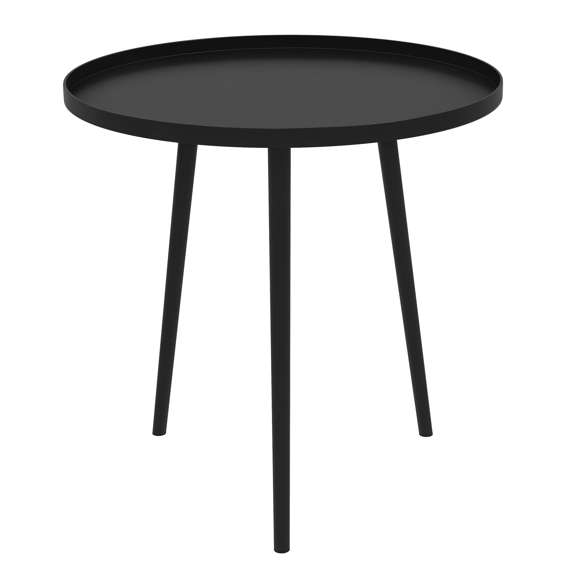 Side Table Garden, weatherproof outdoor table with raised edge, steel balcony table, round coffee table 20kg load capacity, ?40x50H cm, coffee table for outdoor indoor balcony terrace Black