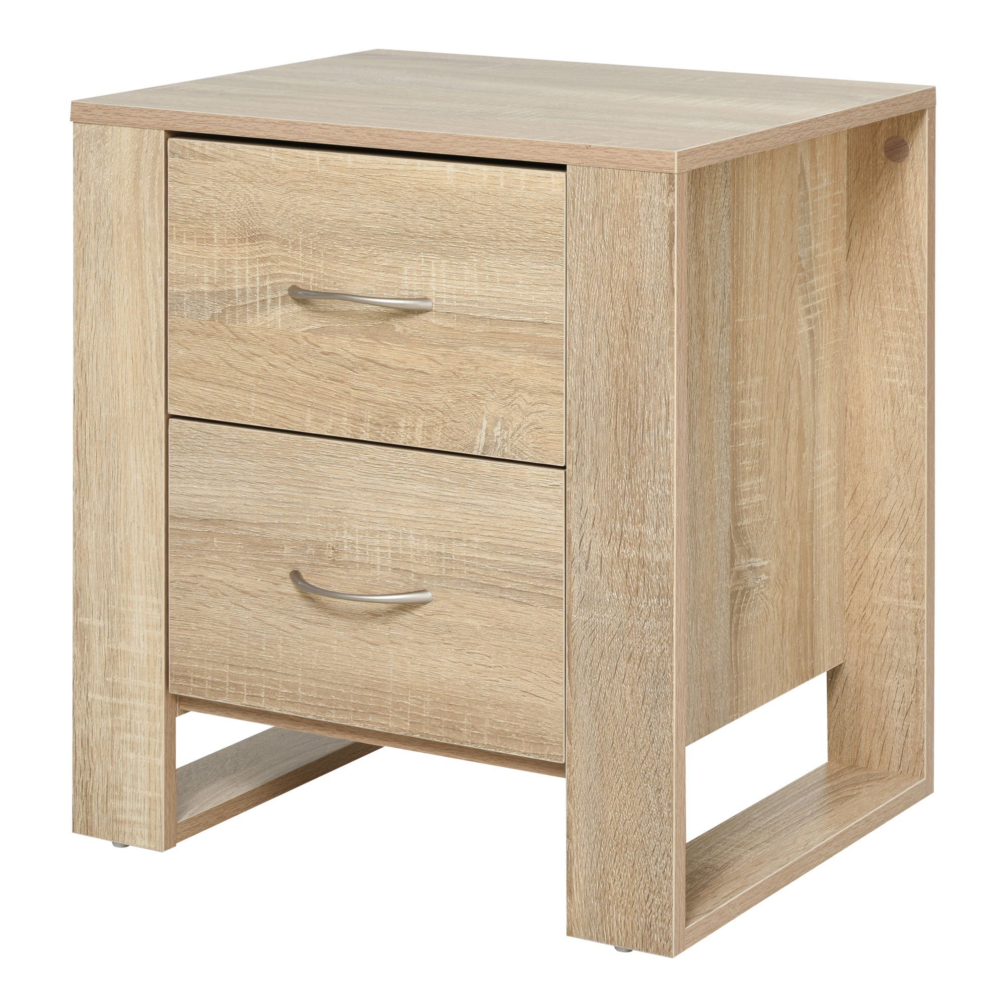 HOMCOM Nachttisch mit Schubladen und modernem Stil für Schlafzimmer und Wohnzimmer 48x39x54 cm Natur