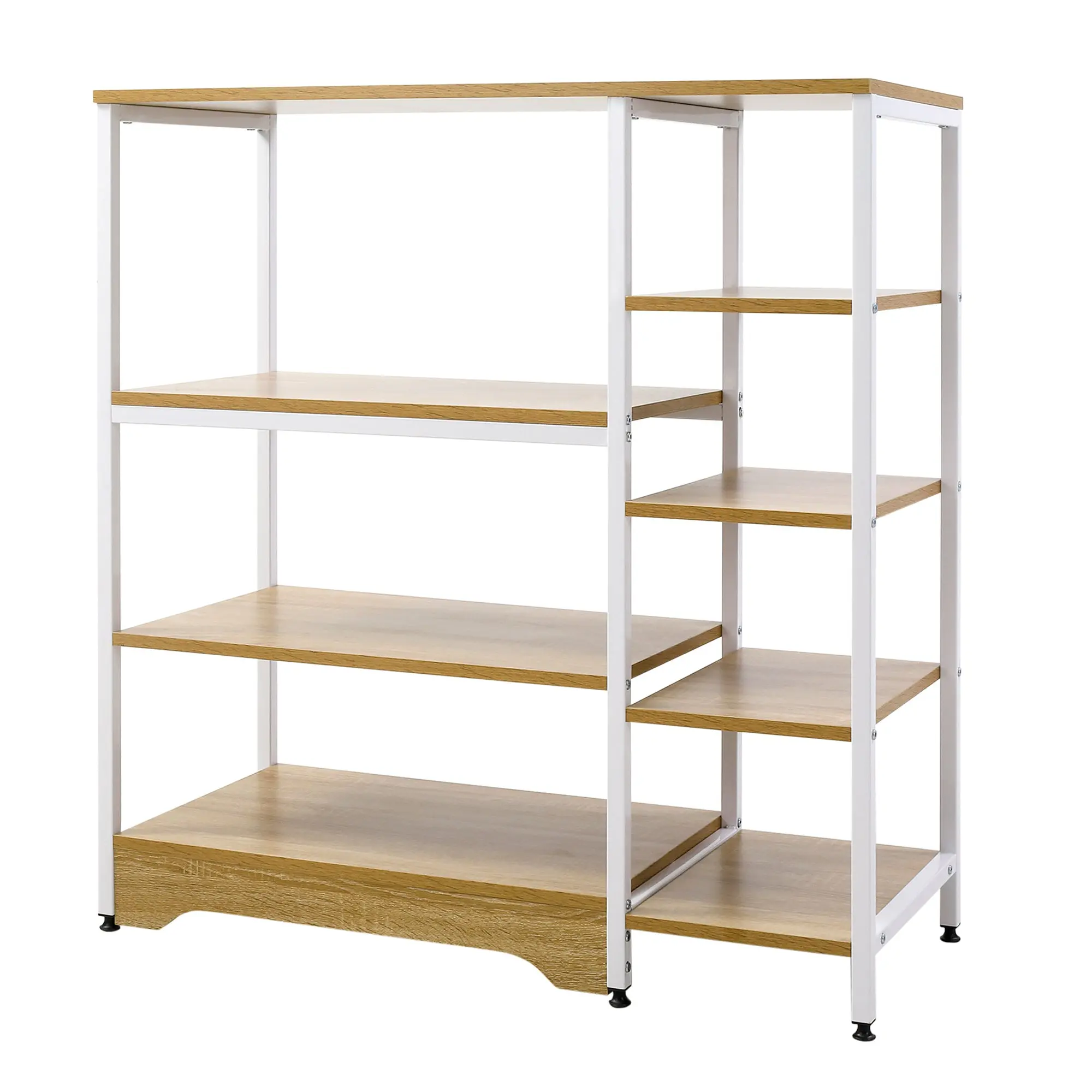 Kitchen Shelf Microwave Oven Multipurpose Storage Rack with 7 Shelves for Utensils Books Plants 90x40x95 cm Natural Wood