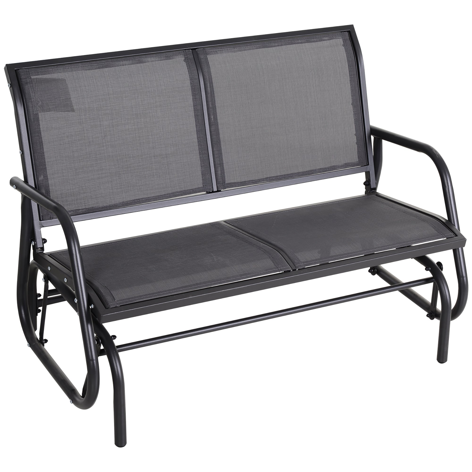 2-Seater Rocking Chair Garden Bench with Rocking Mechanism Garden Swing Bench made of Metal Park Bench up to 200 kg loadable Garden Furniture for Garden, Terrace, Porch 120 x 70 x 85 cm Gray