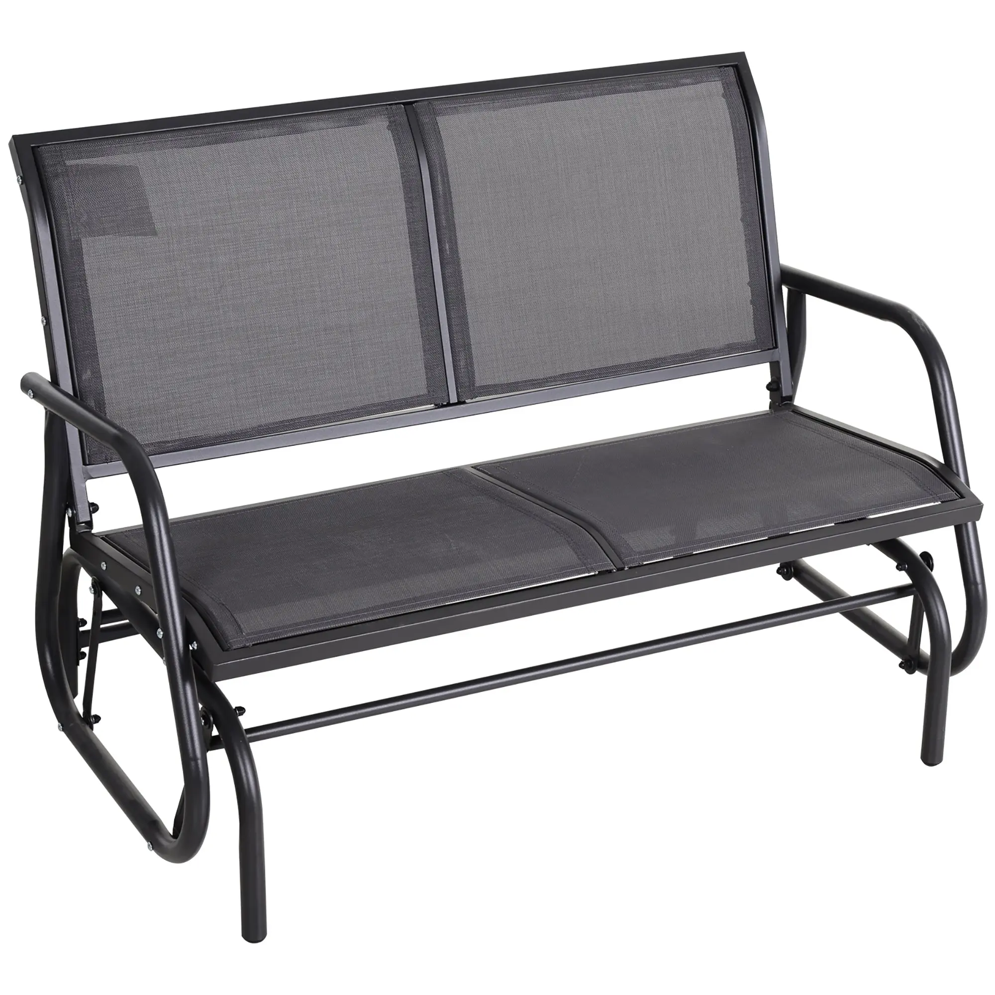 2-Seater Rocking Chair Garden Bench with Rocking Mechanism Garden Swing Bench made of Metal Park Bench up to 200 kg loadable Garden Furniture for Garden, Terrace, Porch 120 x 70 x 85 cm Gray