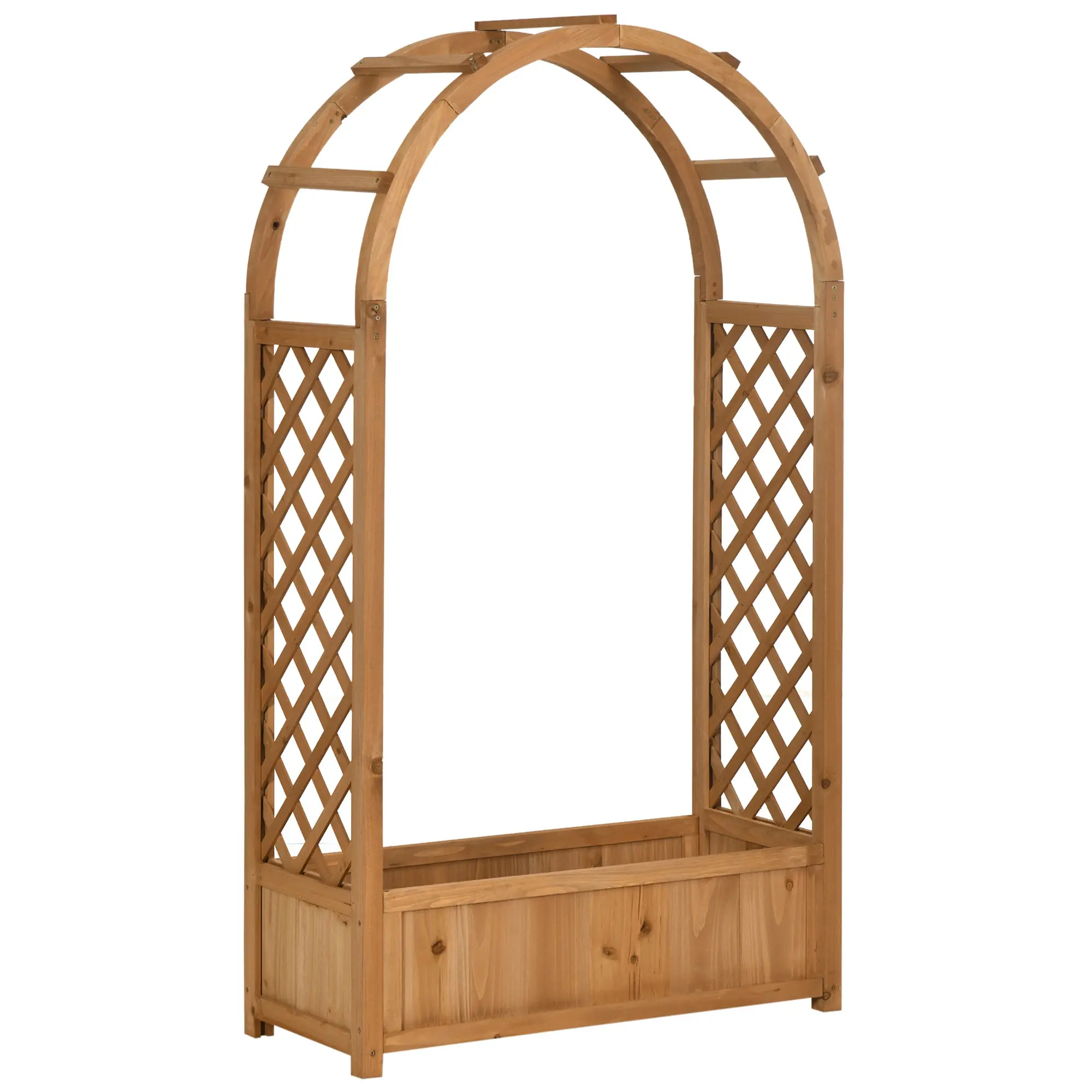 Arched Planter with Trellis Arch Planter with Climbing Plant Support Planter with Lattice Planting Flower Decoration in Garden Terrace Balcony 83x36x152 cm Natural