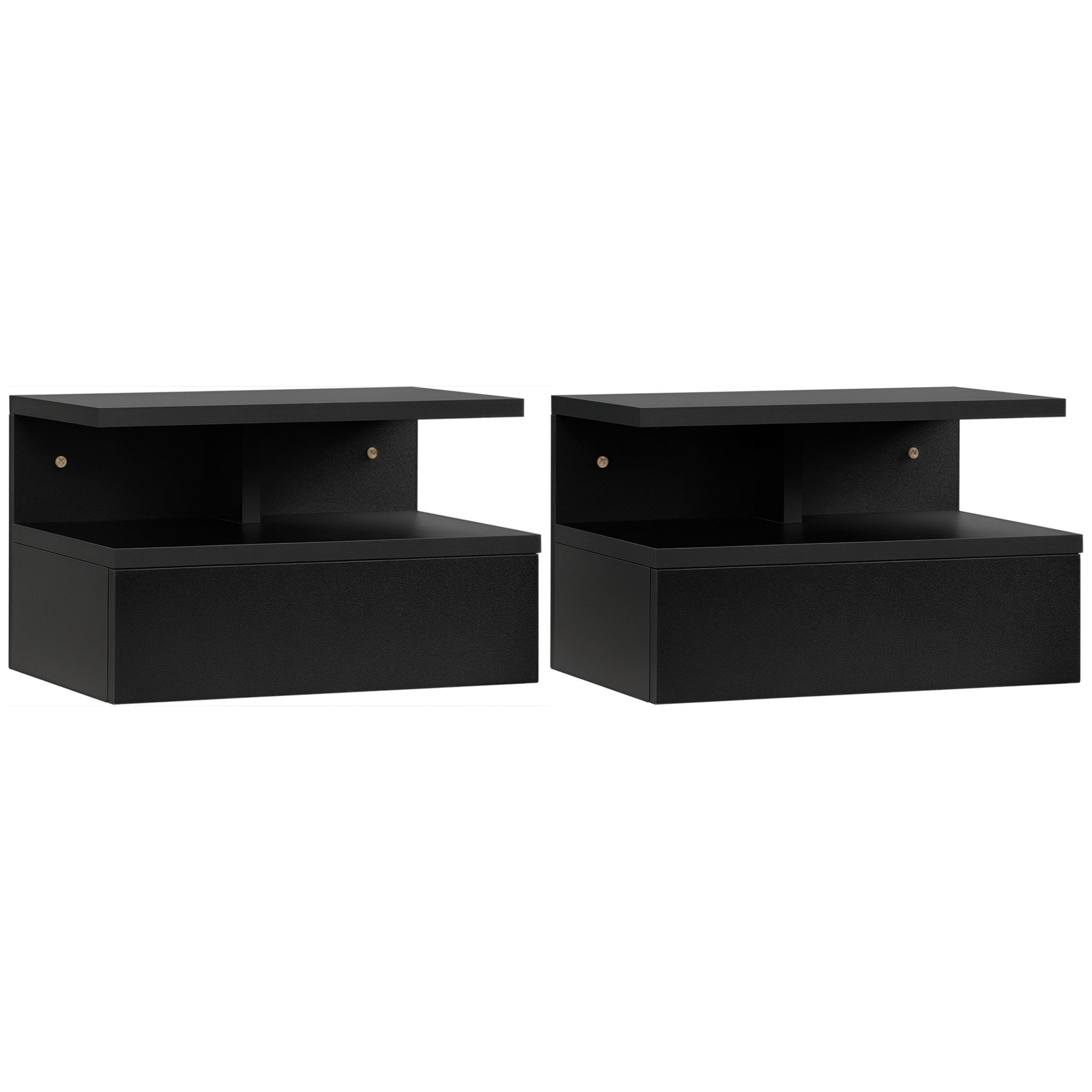 HOMCOM 2tk Seina Rippuva Öölaua Komplekt 1 Sahtli ja Avatud Riiuliga 35x32x22.5 cm Must