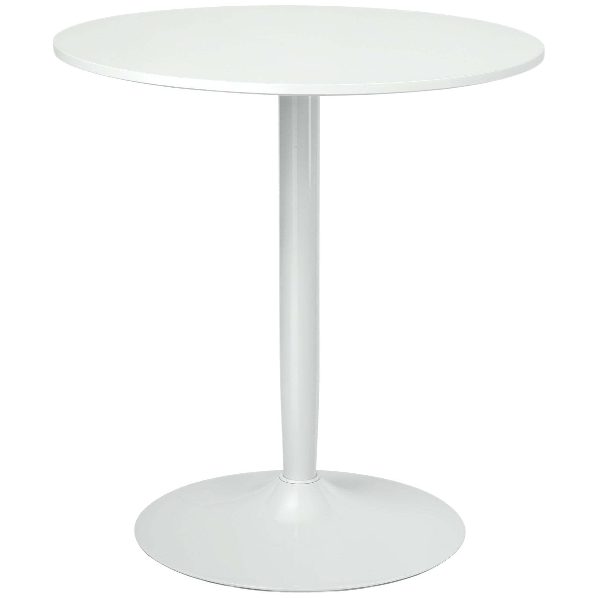 Dining Table, Round Kitchen Table, Modern Dining Table for 2 Persons, Bar Table with Steel Leg, Non-Slip Footrest, Coffee Table for Living Room, ?70 x 75 cm, White
