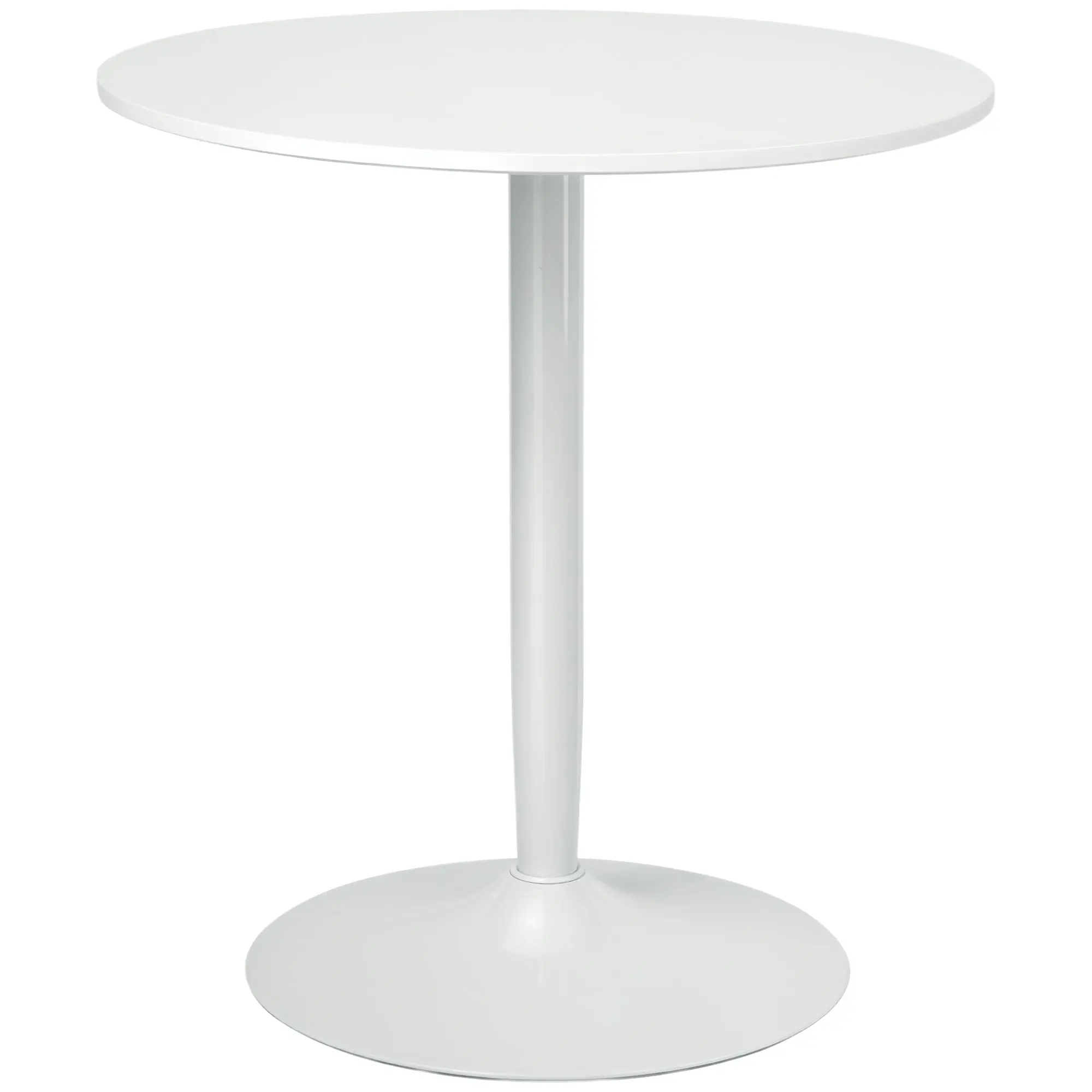 Dining Table, Round Kitchen Table, Modern Dining Table for 2 Persons, Bar Table with Steel Leg, Non-Slip Footrest, Coffee Table for Living Room, ?70 x 75 cm, White
