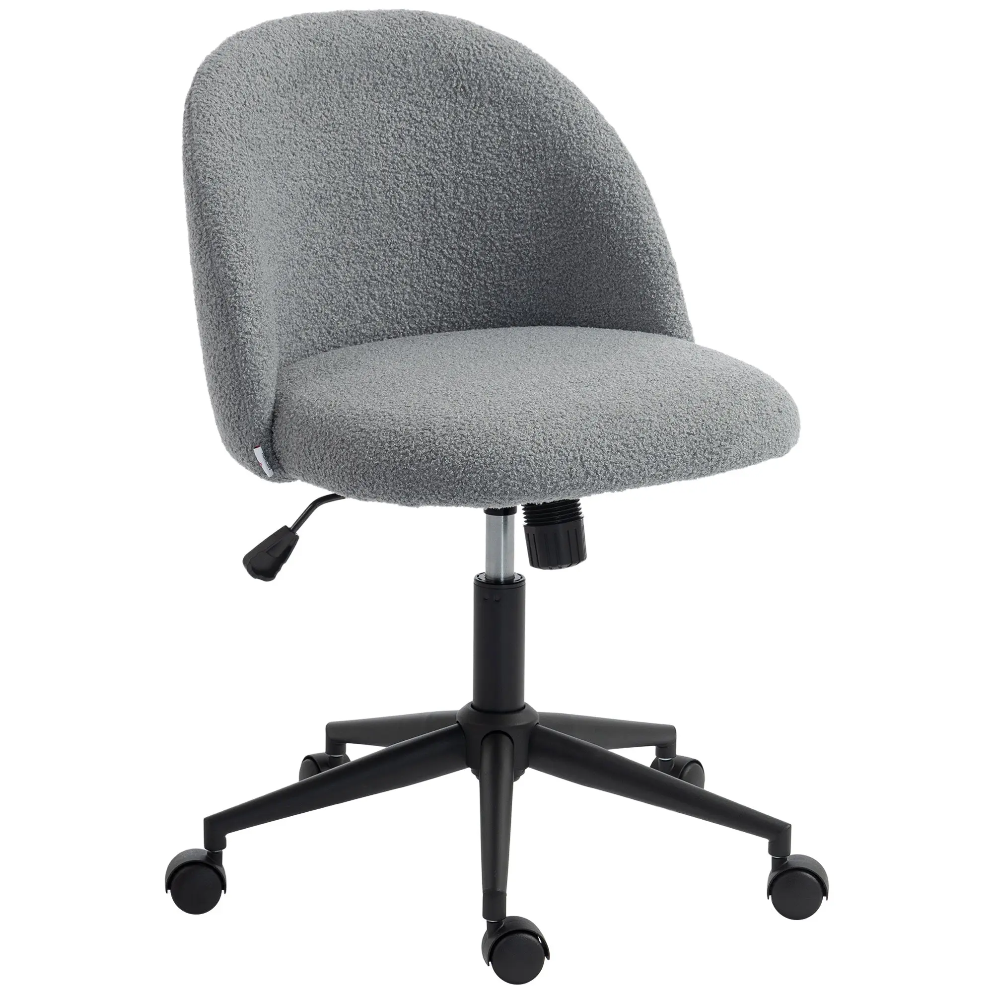 Ergonomic Office Chair, Teddy Fleece Swivel Chair, Adjustable Height & Tilt, Casters, High-Resilience Foam, Grey