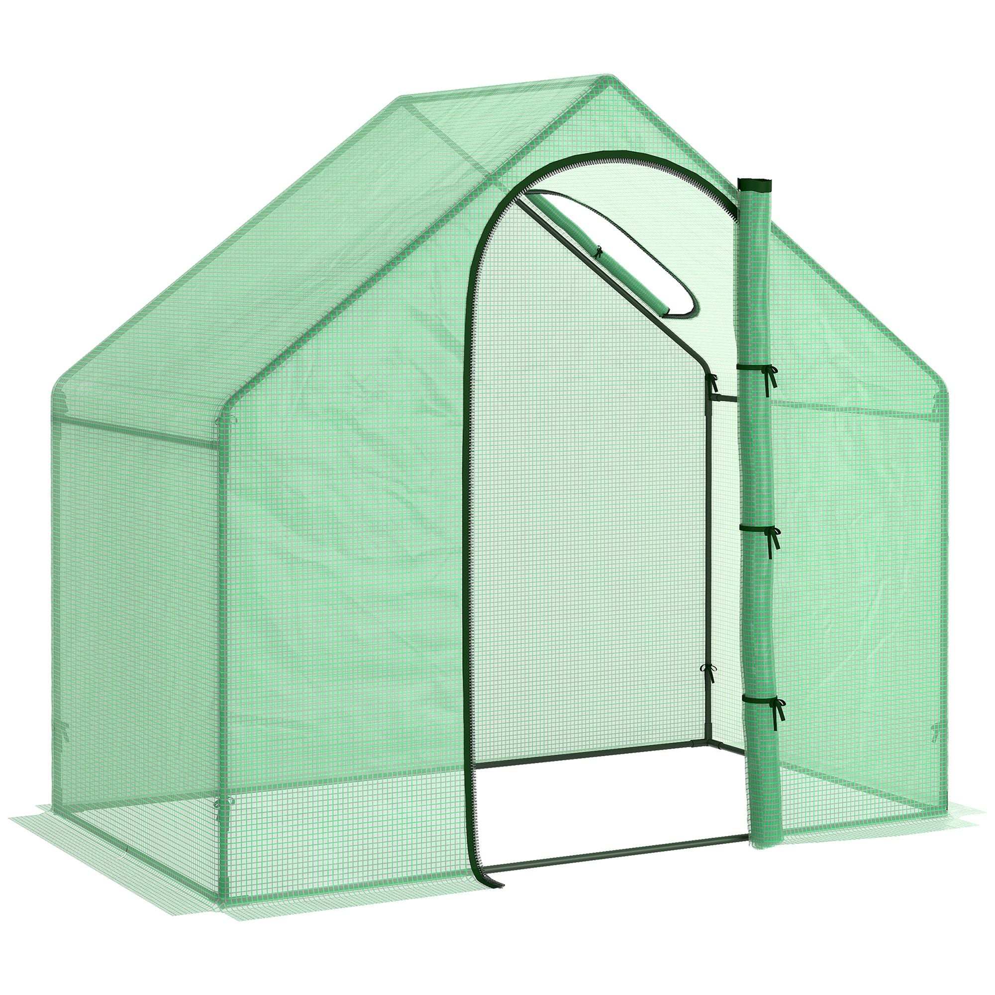 Skleník Outsunny se oknem, rolovacími dveřmi, zimník s ocelovým rámem, skleník pro balkon, zahradu, dům pro rajčata 180 x 100 x 168 cm, skleník na rajčata a zeleninu, tmavě zelený