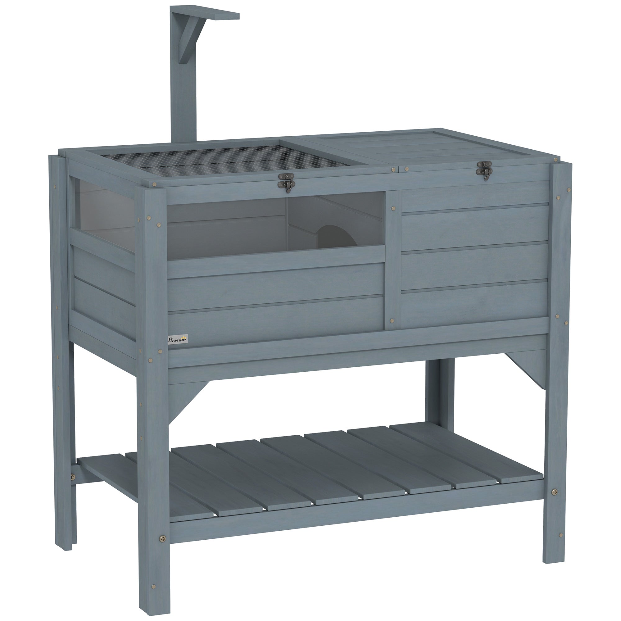 PawHut Kilpkonna Maja Karp Toetusel Laoriiuliga - Valmistatud Kuuse Puidust - Siseruumides ja Väljas - Mõõdud 103K x 84L x 51W cm Hall