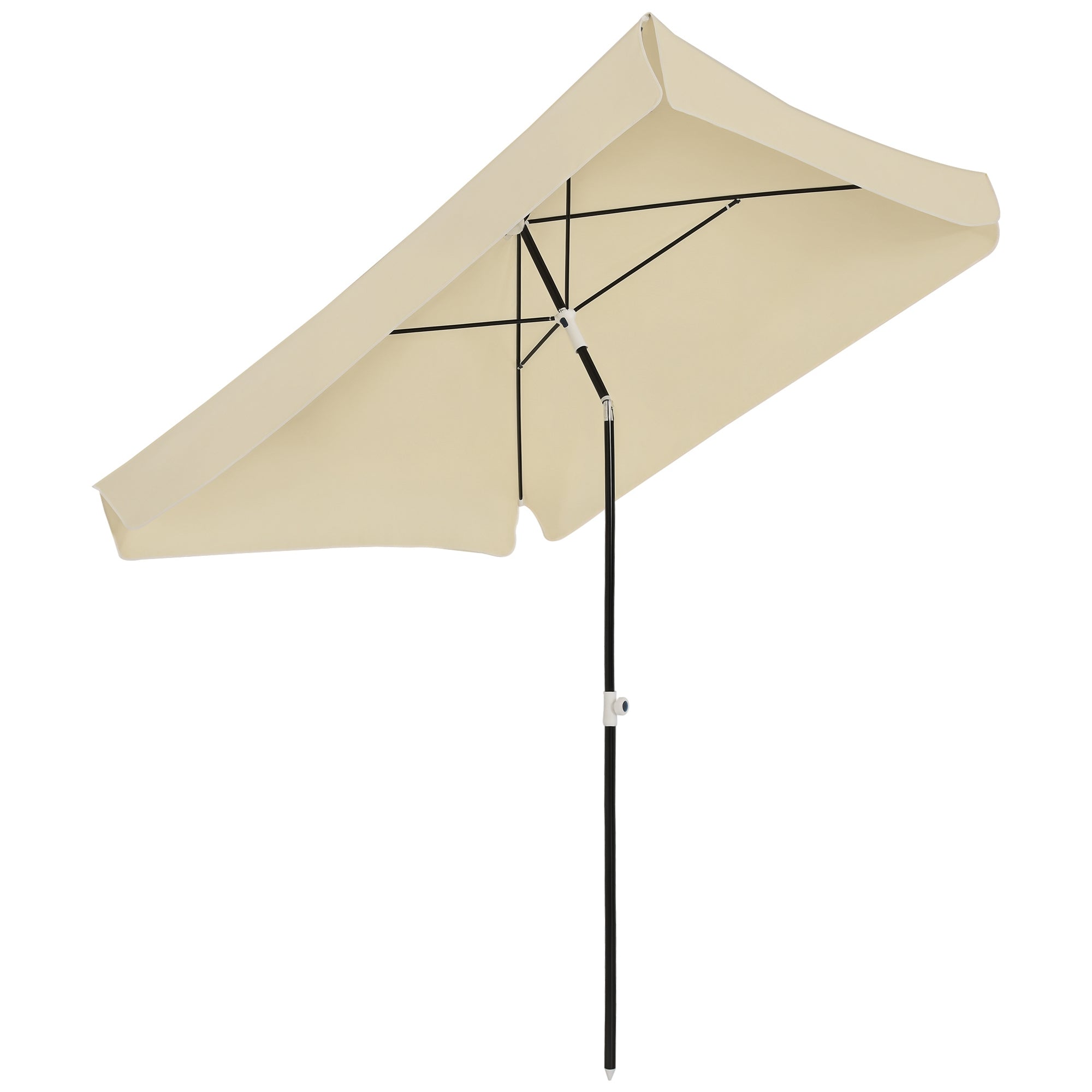 Outsunny Garten Sonnenschirm 2x2 m für Terrasse und Garten mit quadratischer Bespannung, verstellbares und tragbares Design, Cremweiß
