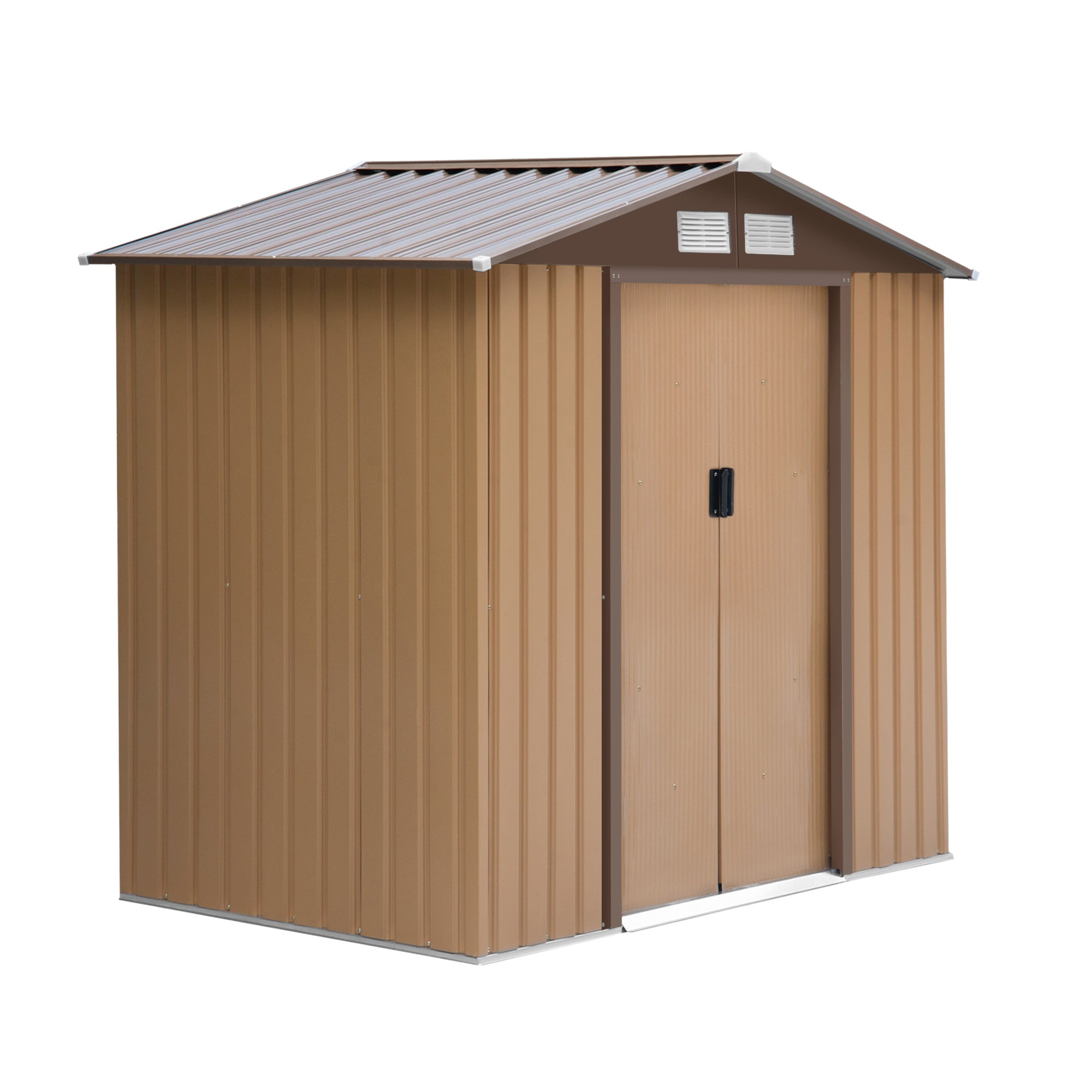 Outsunny orodjarna 2,42 m², vrtna lopa z dvokapno streho, drsnimi vrati, temeljem, 213 x 130 x 185 cm, orodjarna iz pocinkanega jekla, vremensko odporna, za vrt, rumena