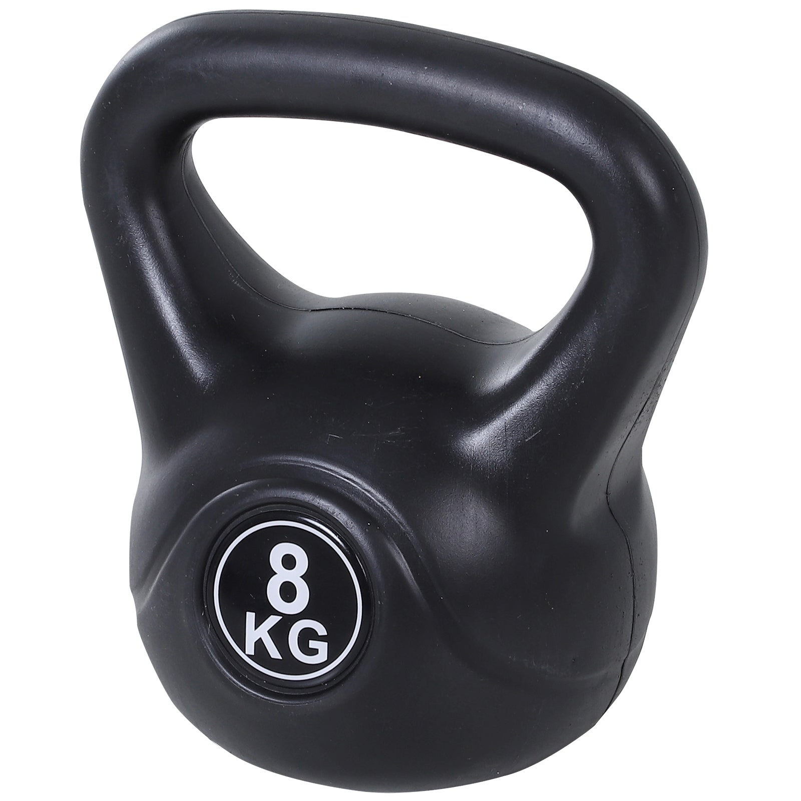 HOMCOM 8 kg Kettlebell Med Sandfyld Til Fitness - Russisk Vægt Med Bredt Skridsikkert Håndtag Til Hjemme- Og Gymtræning 22x17x24 cm Sort